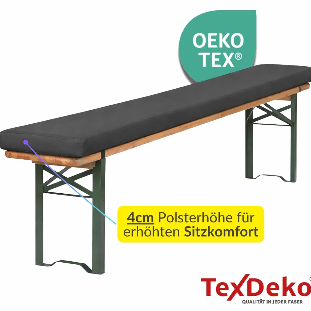 Poduszka na ławkę do namiotu piwnego, 170 cm, 4,2 cm, XL, wyściółka na stół (antracyt, premium)