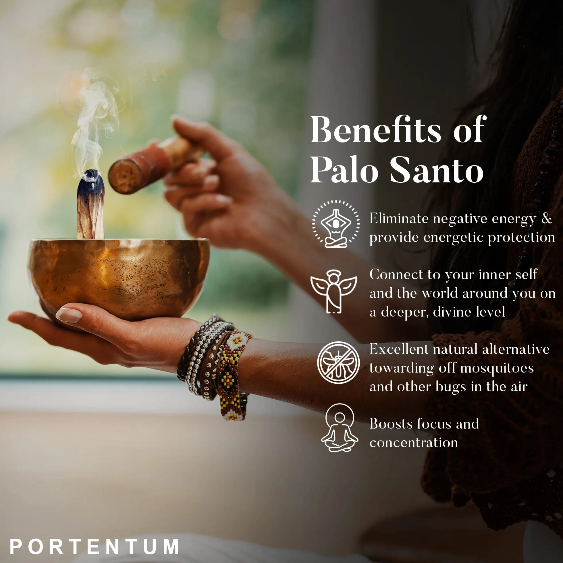 PORTENTUM Naturalne kadzidło Palo Santo - 100 g. Pochodzenie Peru - święte drewno do palenia, autentyczne Palosanto, kadzidło Palo Santo w opakowaniu premium