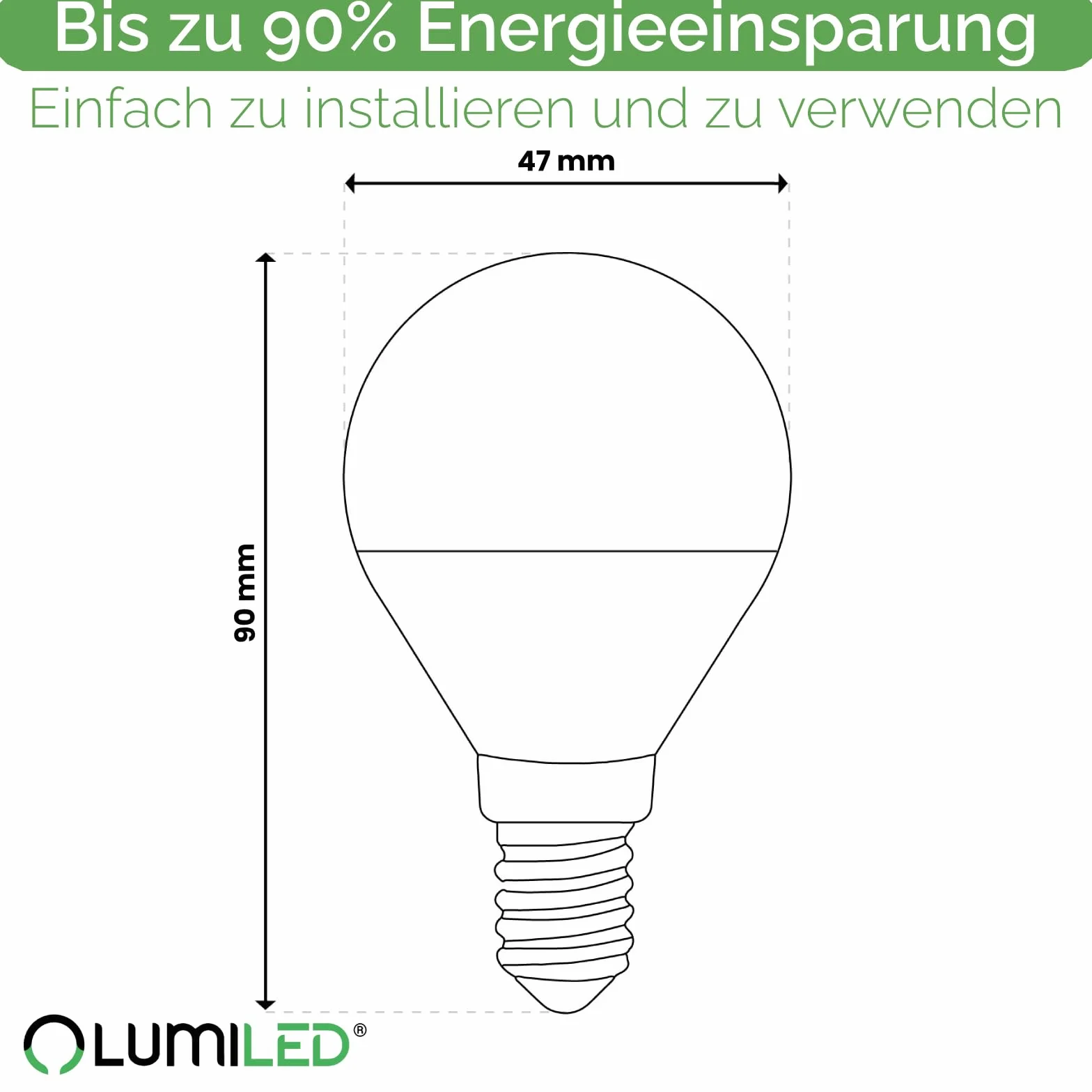 Lumiled Żarówka LED E14 P45 8W 880lm 4000K Neutralna Biel 180° Zamiennik 60W Nieściemnialna Kształt małej kropli Energooszczędna Zestaw 6 szt.