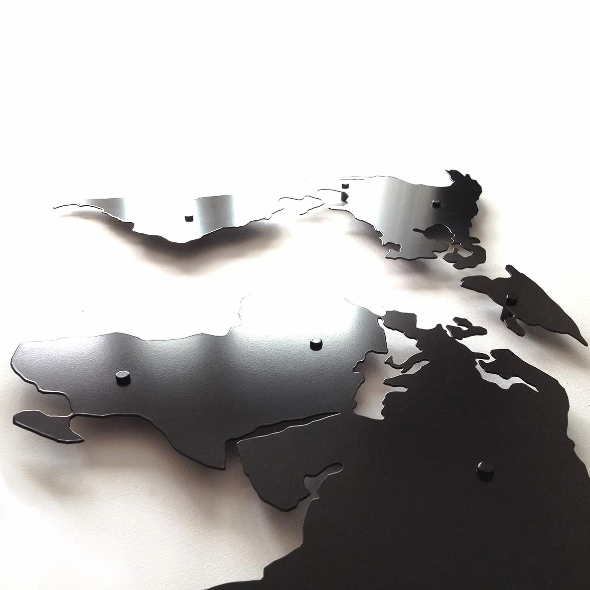 Geometryczna mapa świata, metalowa dekoracja ścienna, nowoczesna i niepowtarzalna dekoracja ścienna, główny dodatek, dekoracja 3D magnetyczna (Mapa 3D)