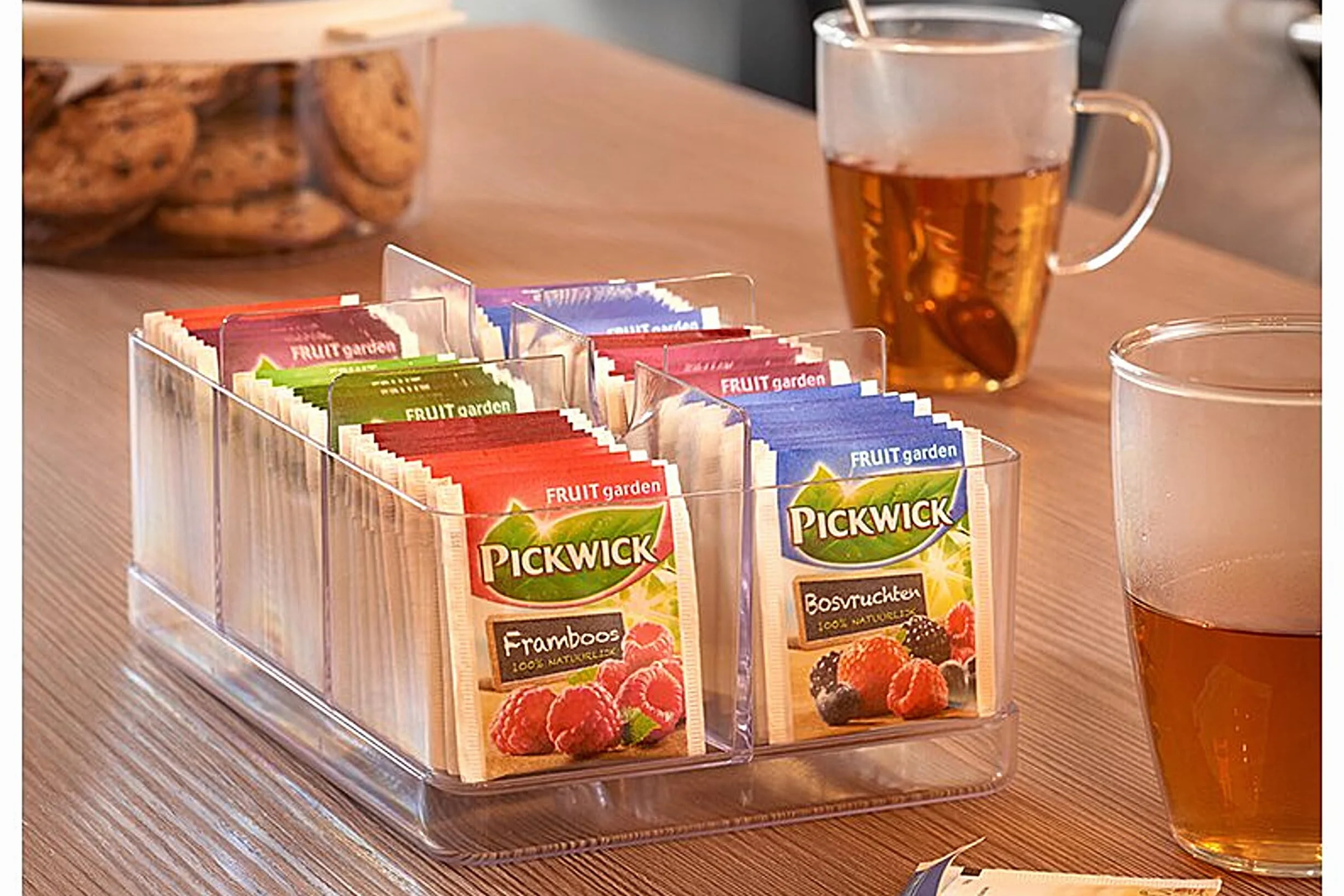 Mepal Stora Prostokątny Pojemnik na Herbatę z 6 Różnymi Przegródkami, Przezroczyste Pudełko do Przechowywania i Serwowania Herbaty, Organizacja Kuchni, Nadaje Się do Mycia w Zmywarce