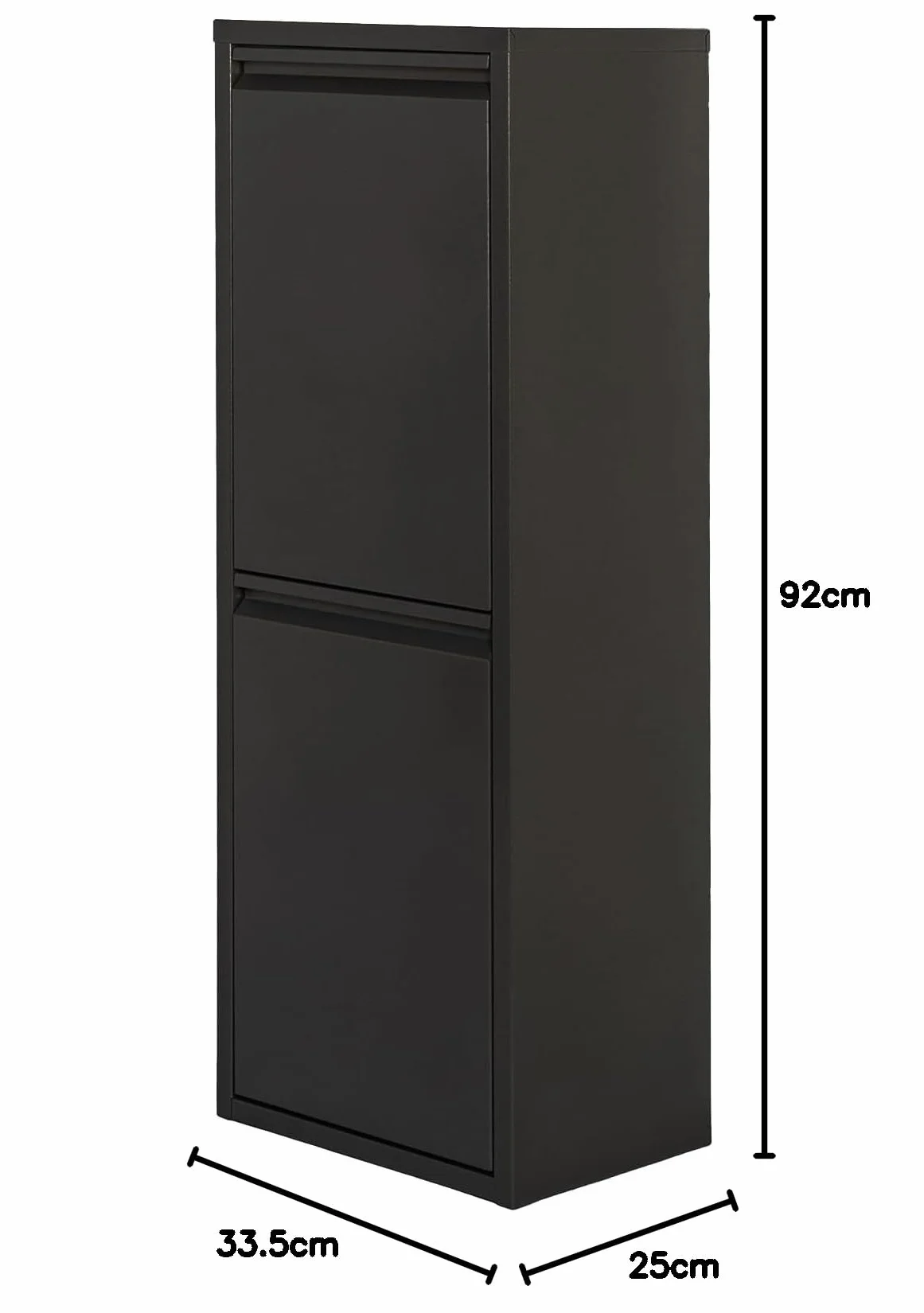 2-komorowy metalowy kosz na śmieci i recykling, 2x17L (34L) czarny matowy PAT 2
