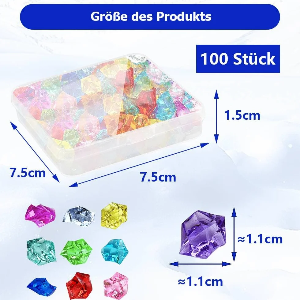 Dreamil Diamenty dla dzieci, 100 sztuk, kolorowe kamienie szlachetne dla dzieci, kryształki z żywicy, dekoracyjne kamienie kryształowe, na wesele, imprezę, do dekoracji stołu, rzemiosła artystycznego