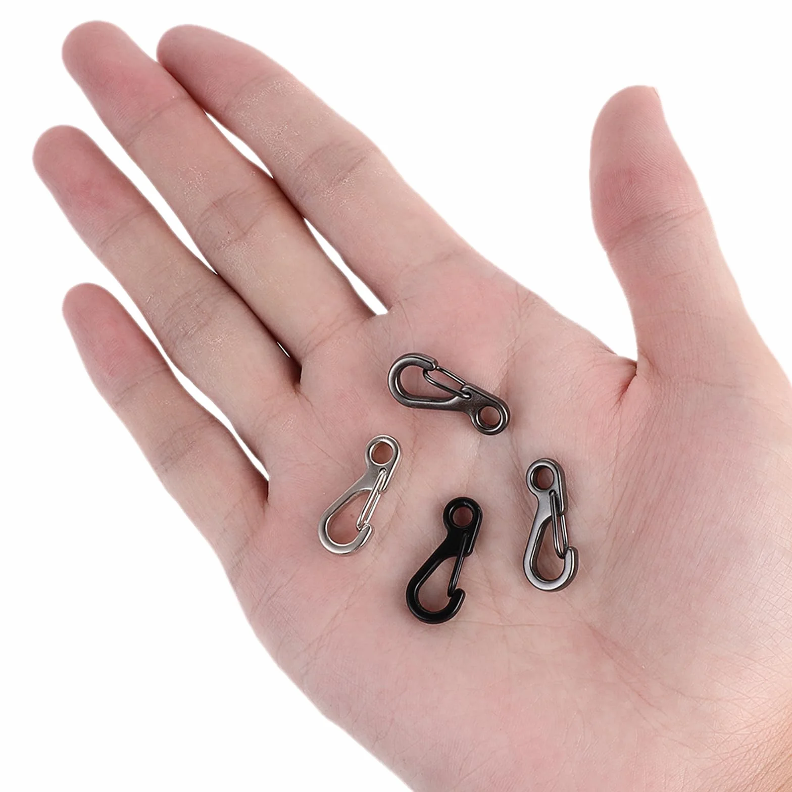 Ouligay 48 szt. Mini karabińczyk Karabińczyk do kluczy Aluminiowe klipsy do kluczy Zatrzaskowe haki do plecaka podróży kempingu wędrówek na zewnątrz Edc sprzęt survivalowy