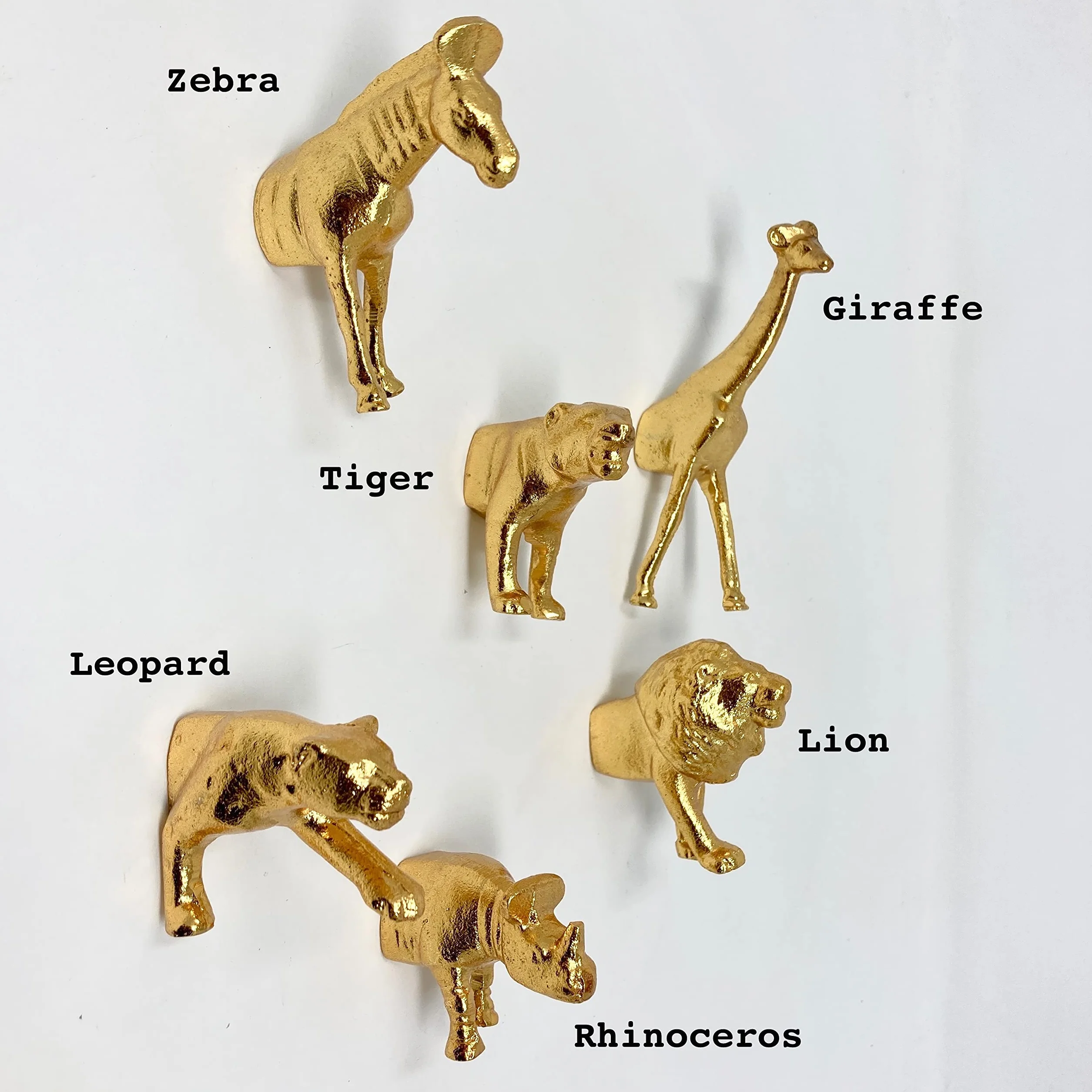Złote żelazne metalowe gałki do szuflad Safari Animal (gałka, nosorożec)