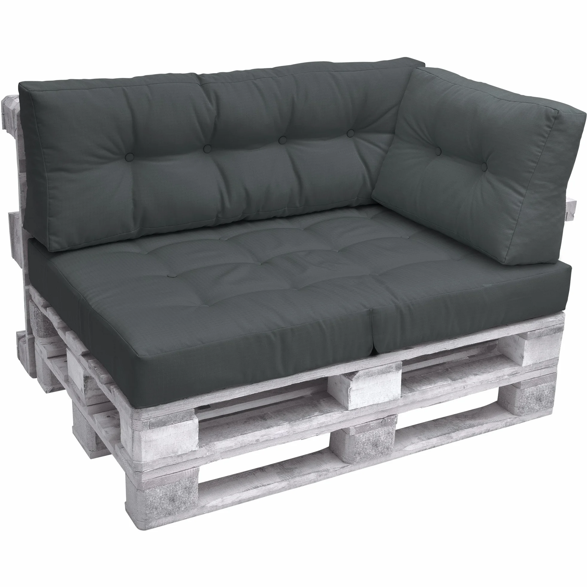 Poduchy na oparcie Beautissu ECO Elements Duże poduszki oparcie na euro palety, ławkę z palet 120 x 40 x 15 cm Szare Ciemnoszare