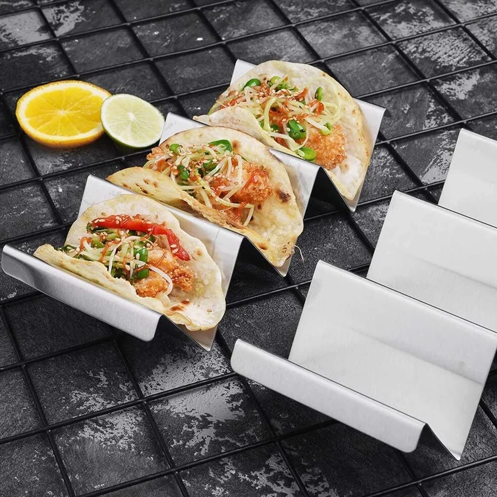 Stojak na tacę ze stali nierdzewnej Taco Rack 2 sztuki falisty kształt do zmywarki i piekarnika