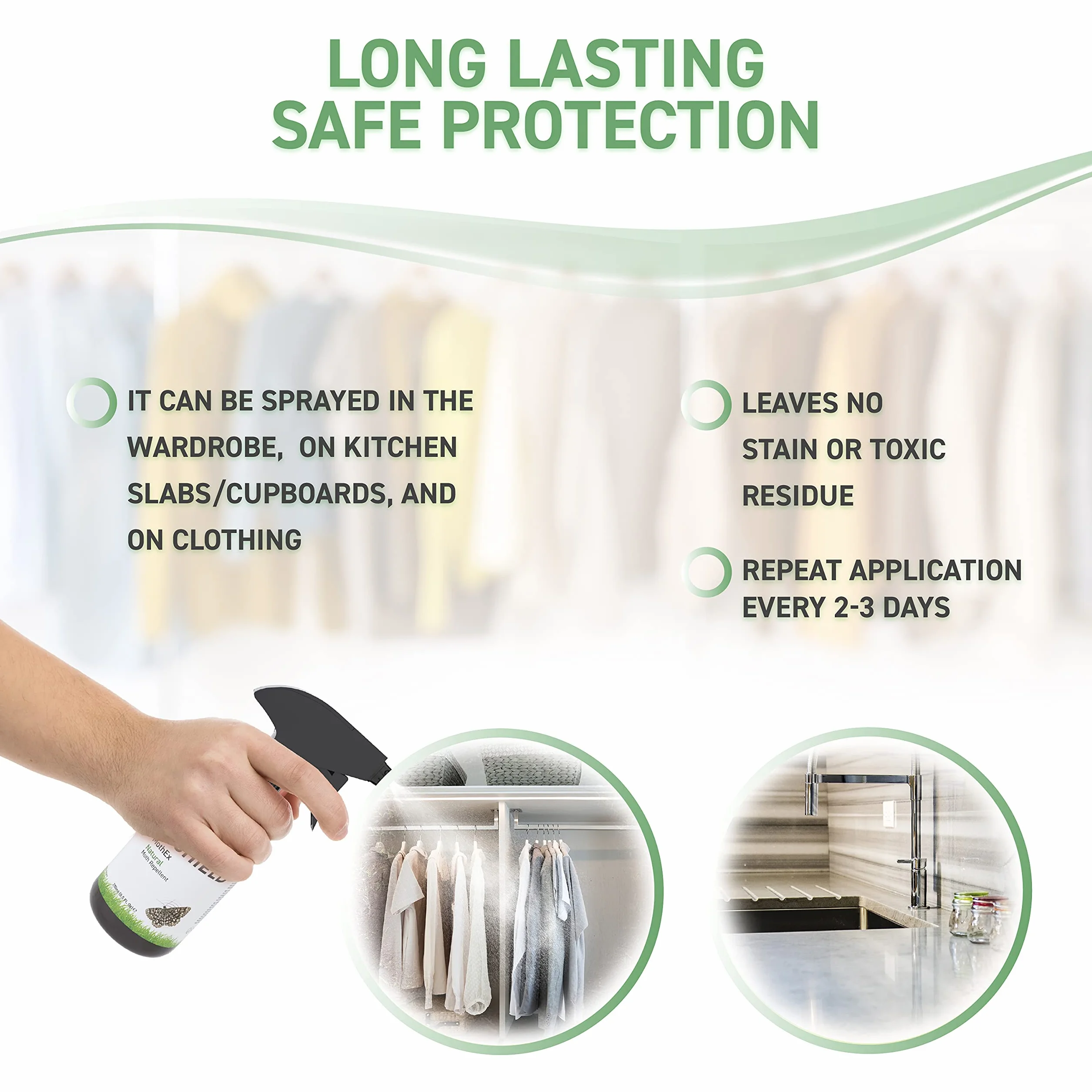 RepellShield Naturalny spray na mole -250 ml - delikatna ochrona przed molami geraniolowymi do szafy na ubrania i alternatywa dla pułapek na mole odzieżowe - nie farbuje i nie pozostawia śladów
