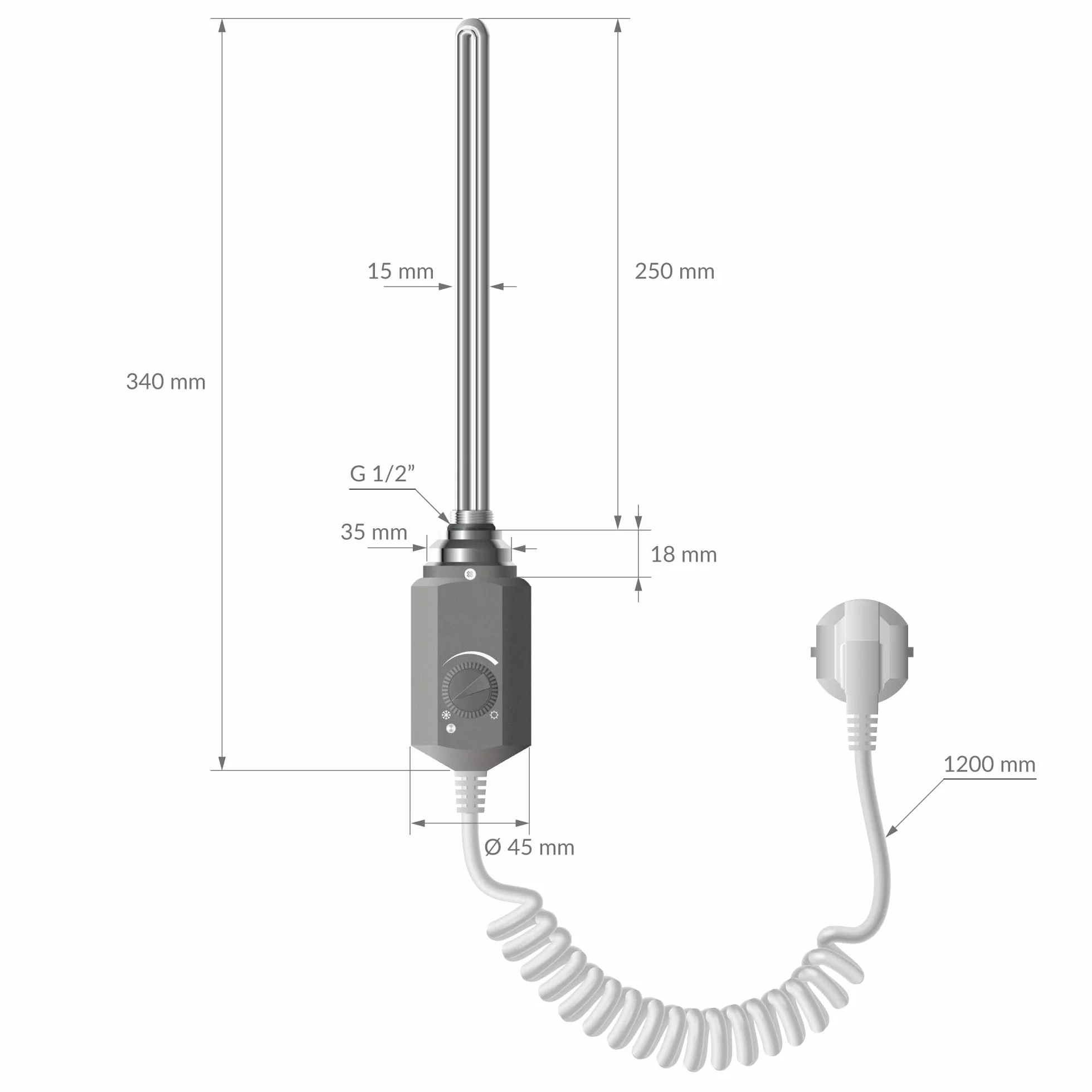 LuxeBath Element grzewczy 300W w kolorze grafitowym do grzejników lazienkowych wklad z termostatem elektroniczny regulator cieploty grzalka z wtyczka idealna do grzejników i suszarek na reczniki