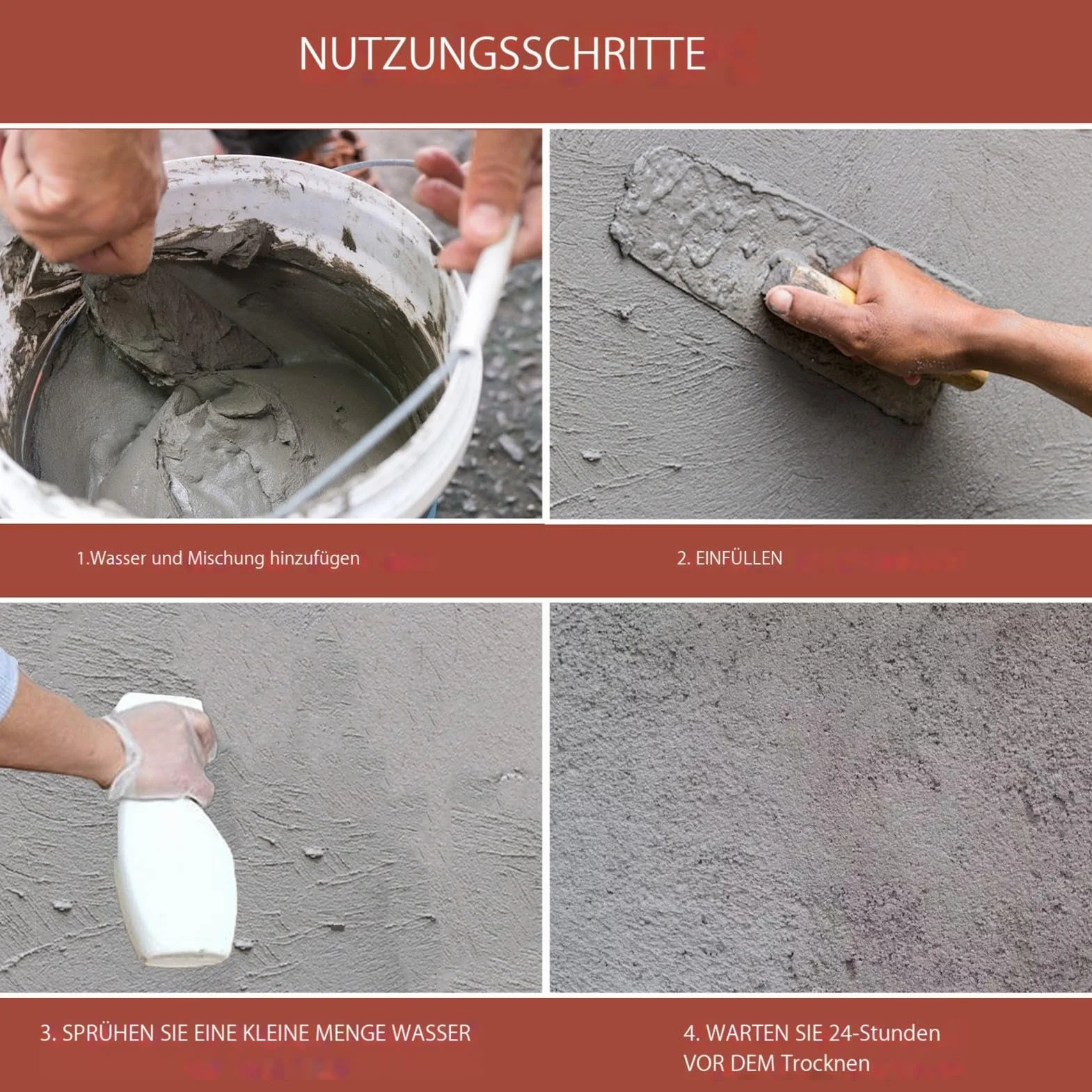 Łatki cementowe, naprawa betonu, wypełniacz otworów betonowych – wodoodporny cement naprawczy zapobiegający pękaniu, wypełniacz cementowy i uszczelniacz, odporny na warunki atmosferyczne