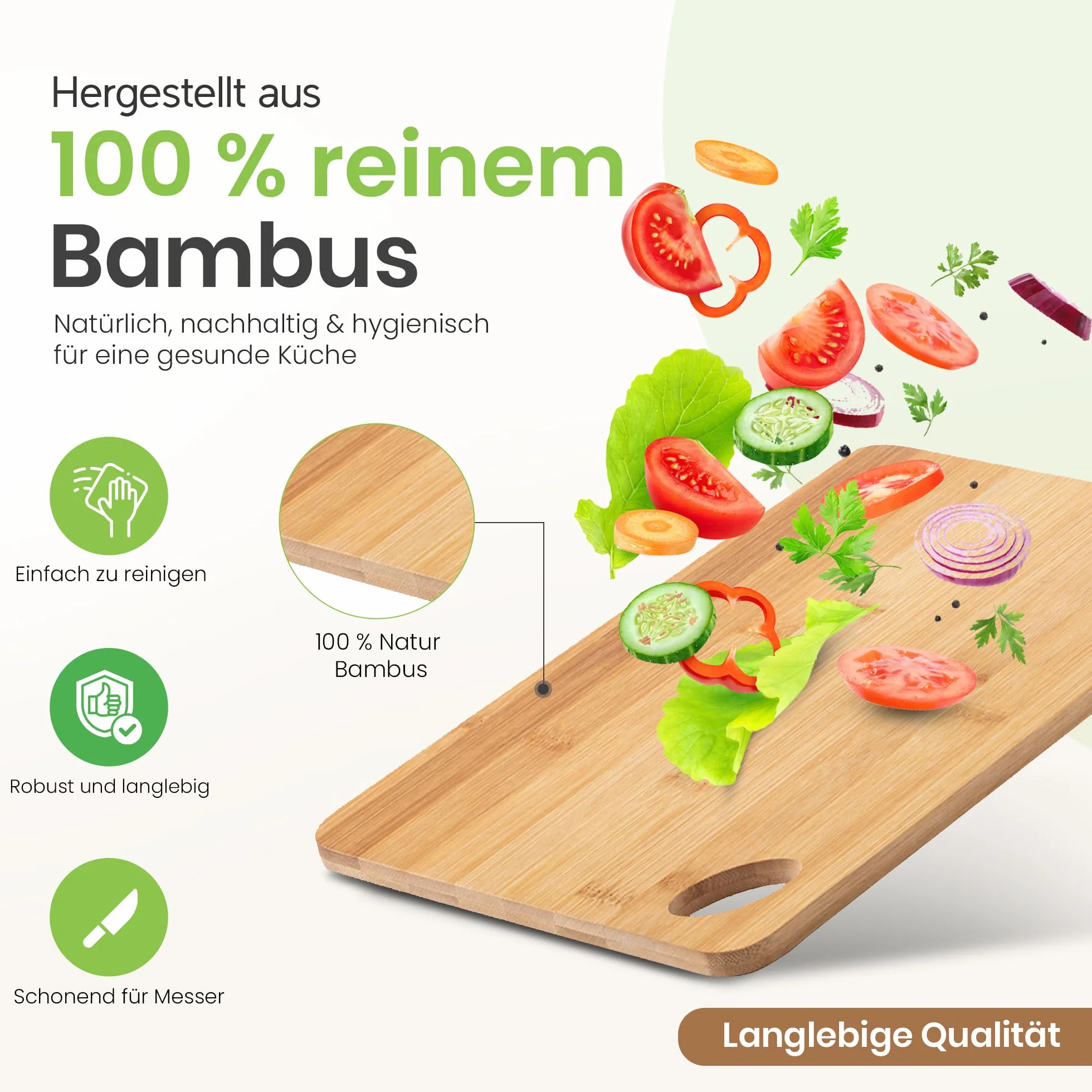 Bambusowa deska do krojenia 20 x 15 cm dwustronna z uchwytem