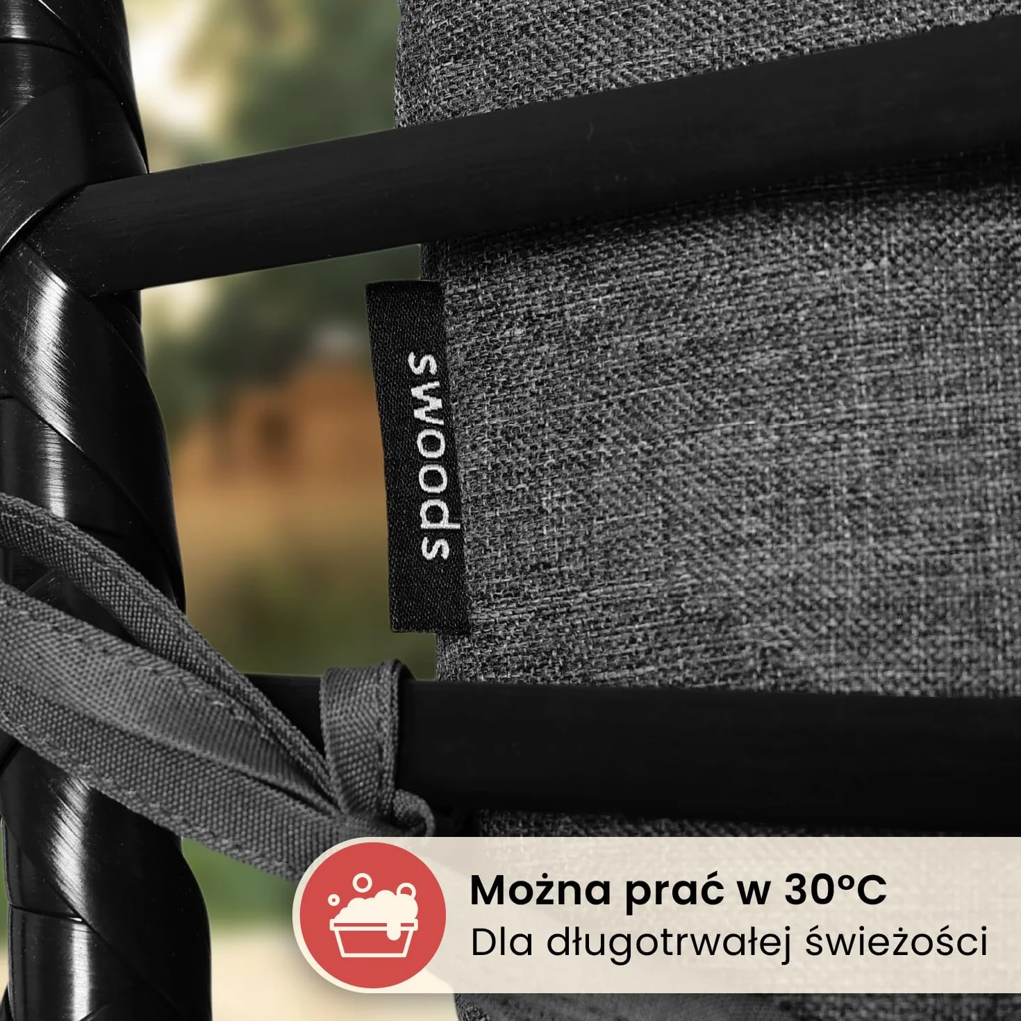Fotel wiszący Swoods XXL Egg - Fotel wiszący ze stojakiem - Do wnętrz i na zewnątrz - Zawiera poduszki - Odporny na warunki atmosferyczne - Fotel Egg - do 150 kg (Ciemnoszary)