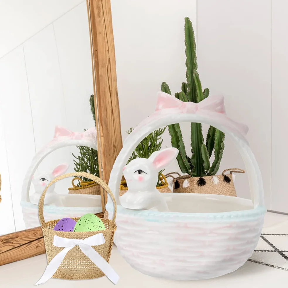 Toyvian 6szt Pleciony Koszyk Jutowy Wielkanocny z Uchwytem