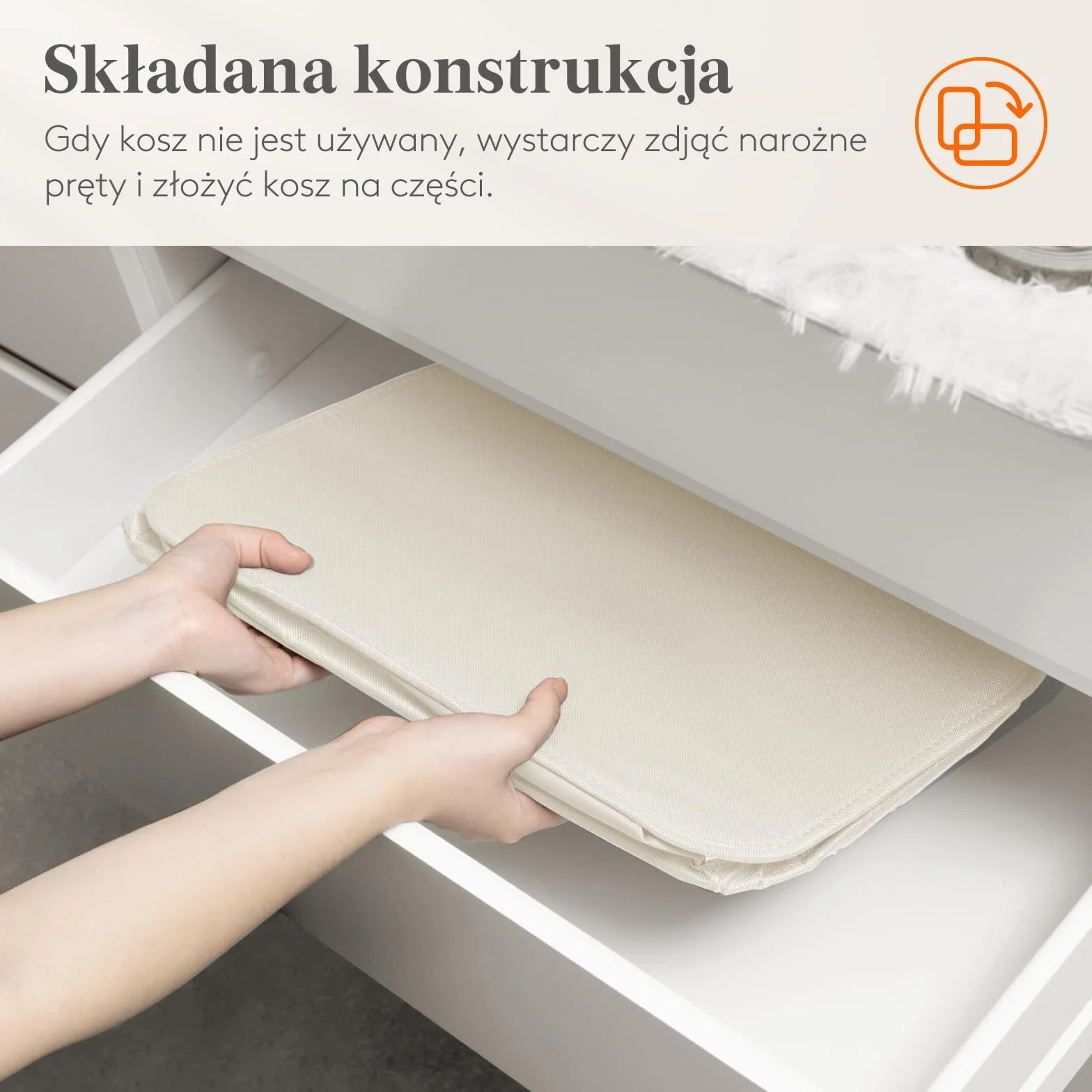 Lifewit Kosz na Pranie Wąski z Pokrywą, Składany Kosz na Pranie, Laundry Basket z Długimi Uchwytami do Sypialni Łazienki Pralni, 105 L, Biały