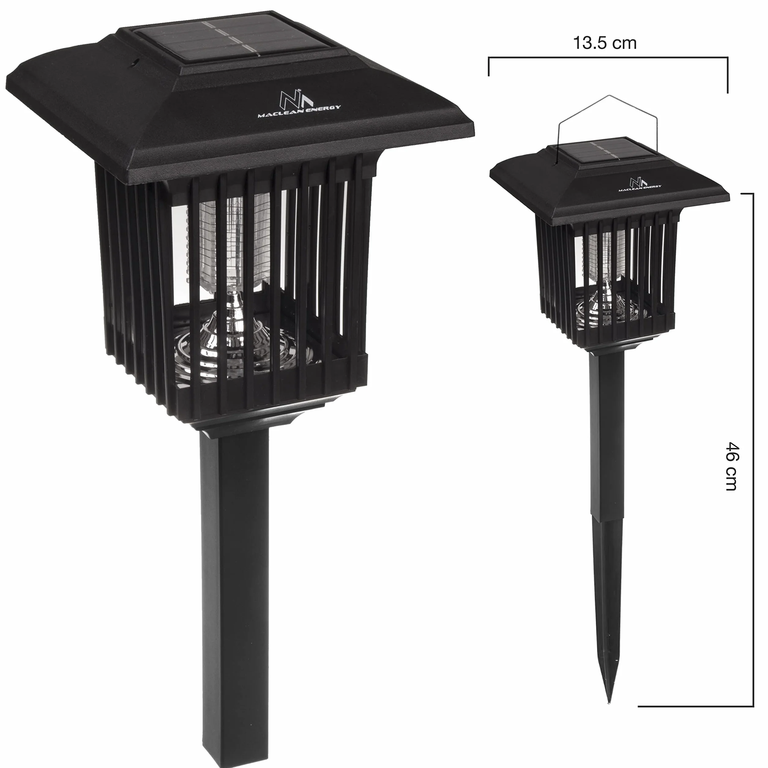 Maclean MCE448 Profesjonalna Solarna Lampa Owadobójcza UV na Komary, Ćmy, Owady, Odstraszacz na Komary do Ogrodu na UV, Stopień Ochrony: IP44, Lampa Solarna z Czujnikiem Zmierzchu, Lampa na Ćmy