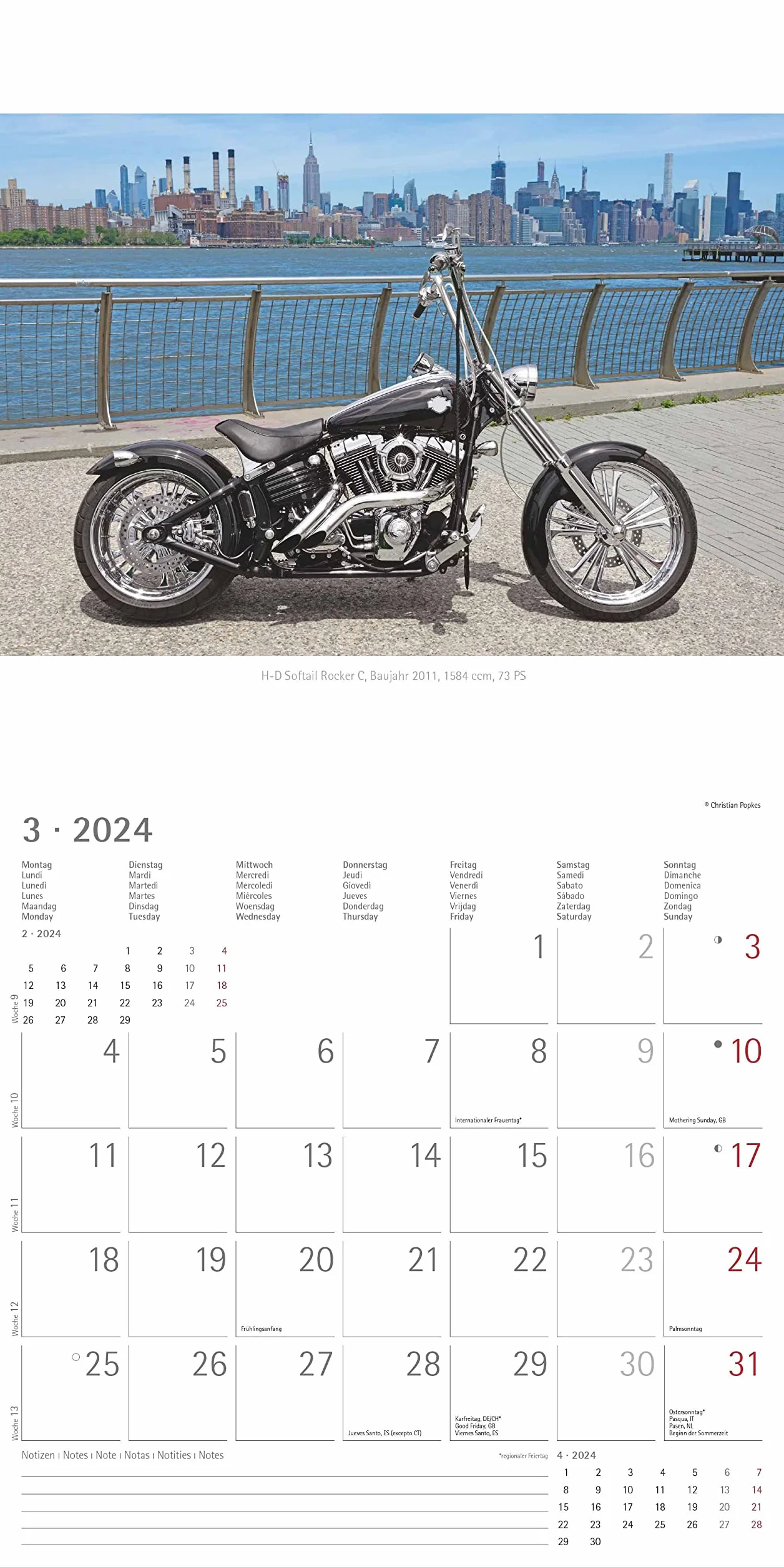 Harleys 2024 - Broschürenkalender 30x30 cm (30x60 geöffnet) - Kalender mit Platz für Notizen - Motorräder - Bildkalender - Wandplaner - Harley-Davidson