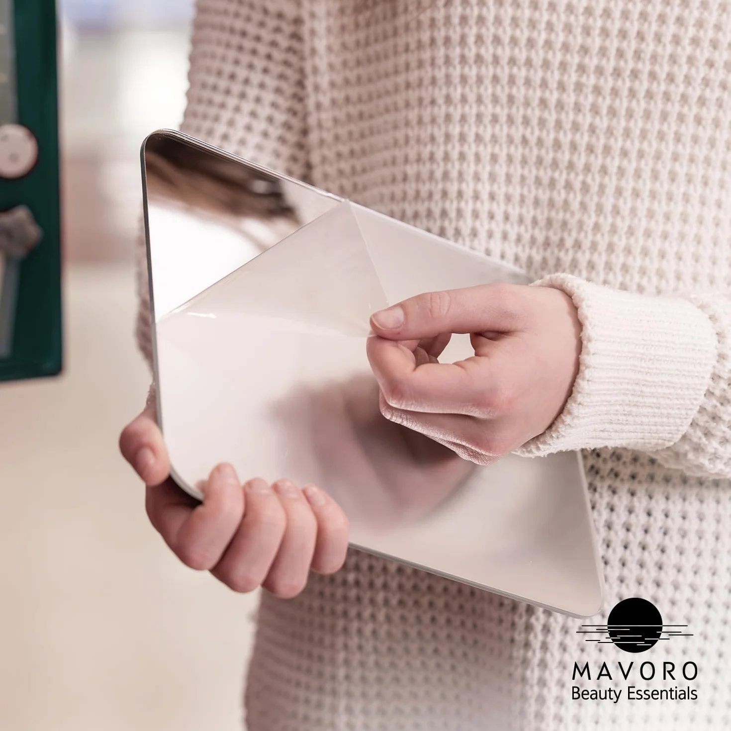 Mavoro Magnetyczne Lustro do Skrytki | Akrylowe Lustro 17,5 x 22,5 cm - Niezniszczalne Lustro | Eleganckie Lustro Bez Ramy | Bezpieczne Lustro Dla Dzieci Bez Szkła (1 opakowanie)