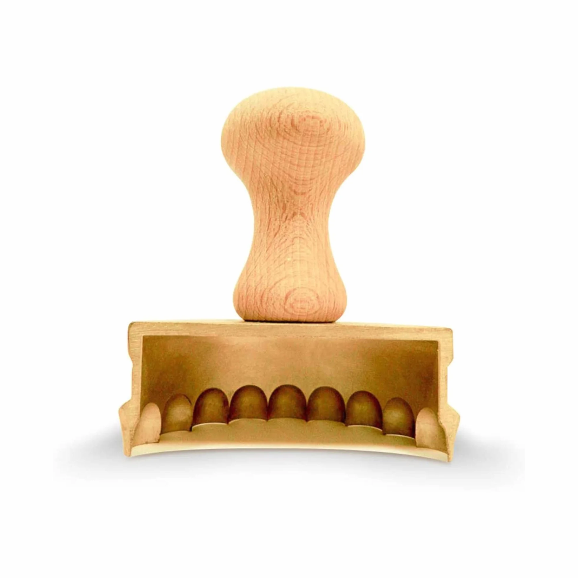 La Gondola stempel ravioli mezzaluna 90 mm mosiądz naturalne drewno narzędzie do makaronu