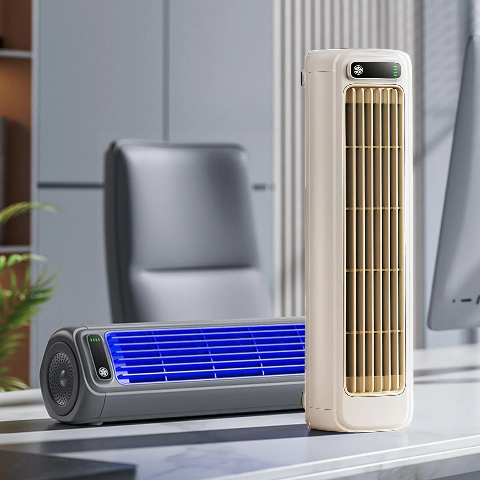 Outfany Cooling Ace, przenośny klimatyzator, wentylator chłodzący, cichy, z 3 prędkościami, ładowany, do biura, pokoju (kolor szary)