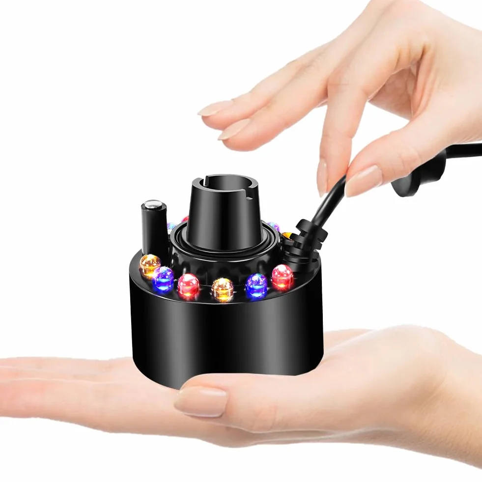 Joycabin Ultradźwiękowy nebulizator, mini maszyna do wytwarzania mgły, 12 diod LED, do wytwarzania mgły, mgły wodnej, nawilżacz powietrza na Halloween, fontanna, fontanna wodna, krajobraz doniczkowy,