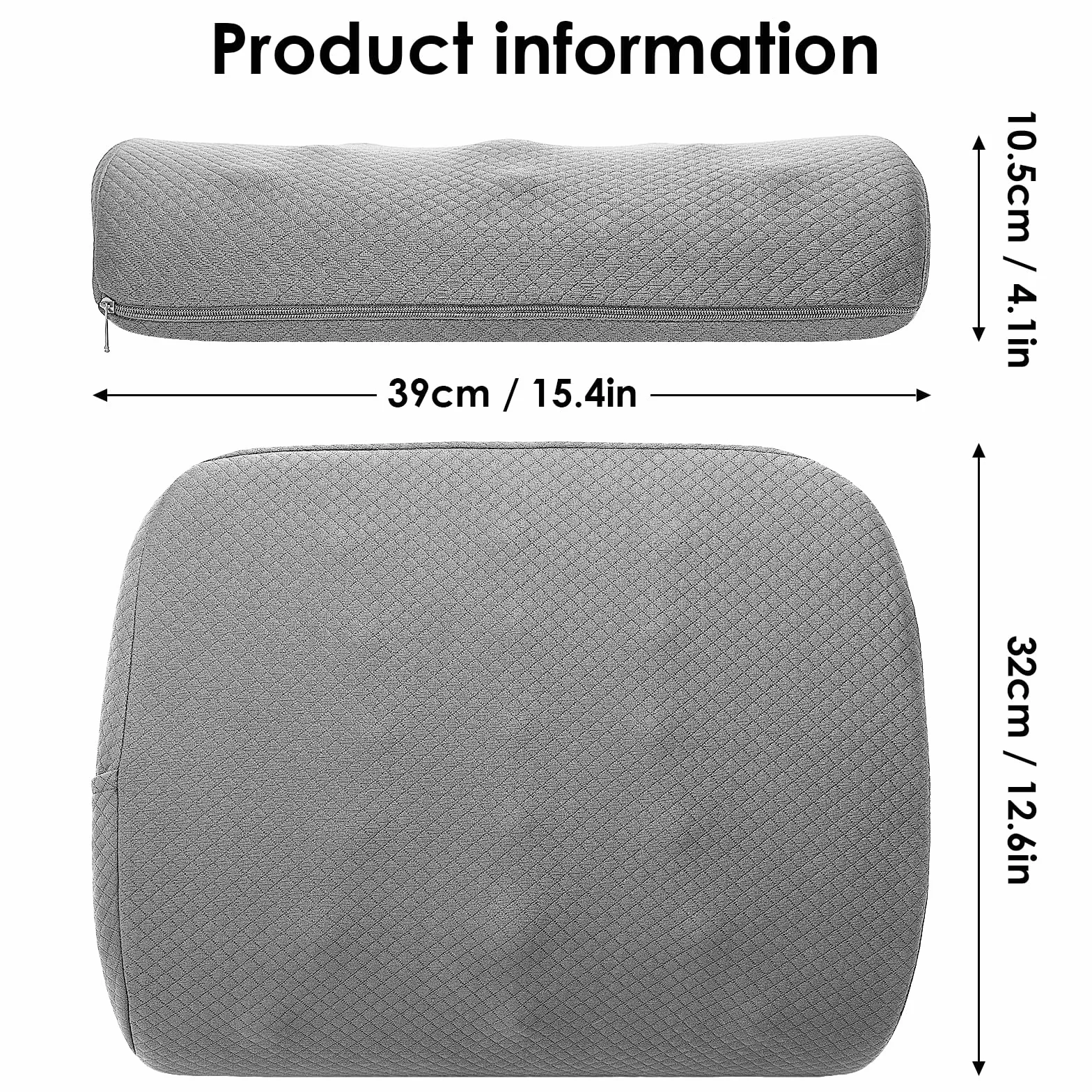 Poduszka lędźwiowa, podparcie lędźwiowe samochodu, ergonomiczna poduszka na krzesło biurowe, zmywalna poduszka do domu, samochodu, biura, szara