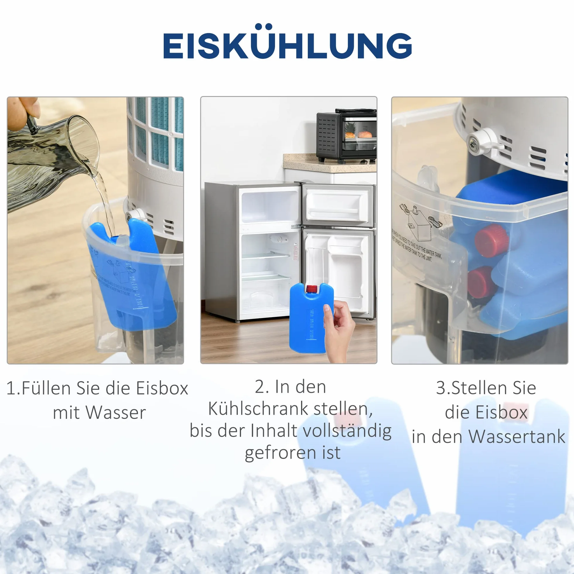 HOMCOM klimatyzator z chłodzeniem wodą, biały, szer. 60 Ø 30 x wys. 100,8 cm