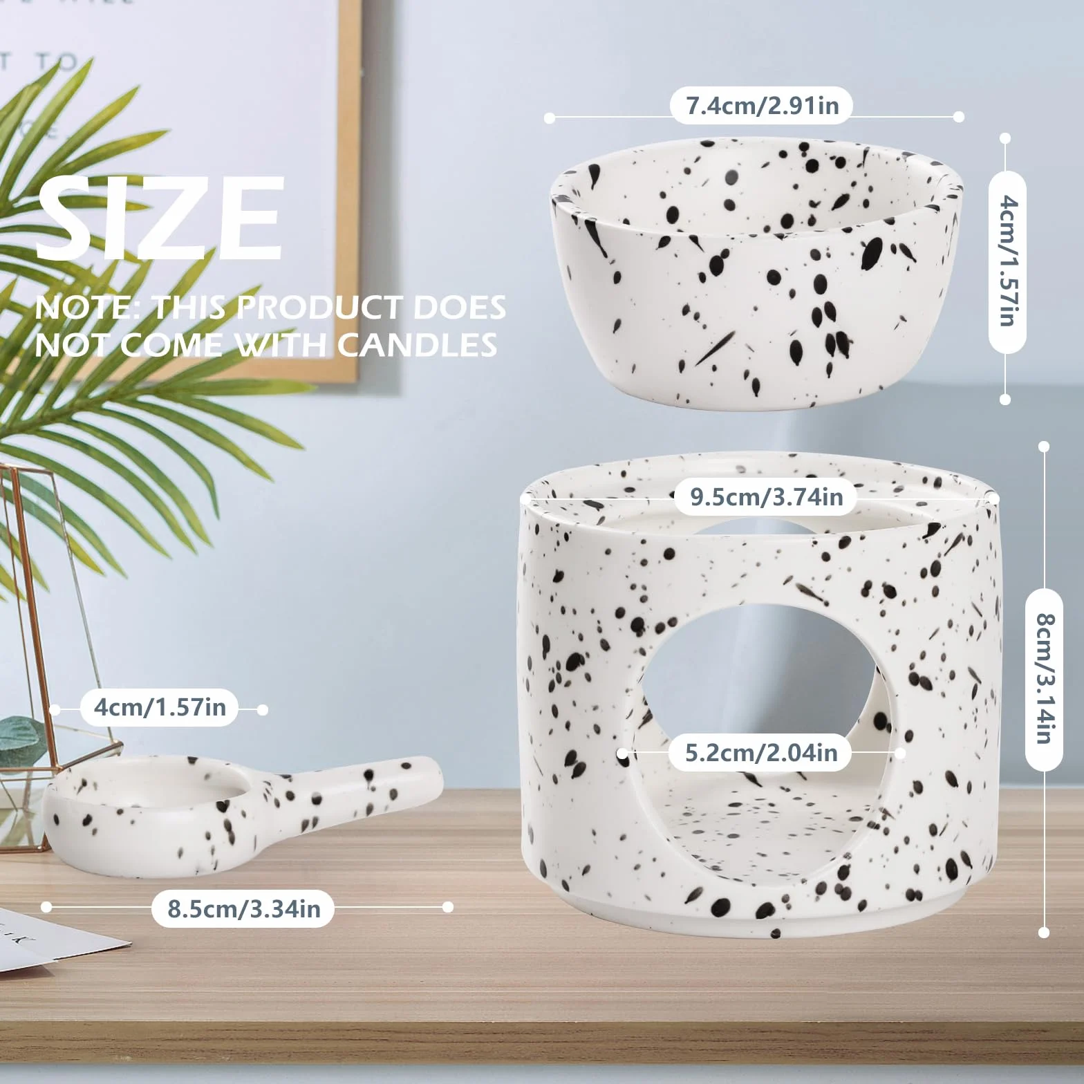WD&CD Ceramiczny palnik olejków eterycznych, podgrzewacz zapachowy, podgrzewacz oleju, piekarnik do kadzidełka do niezbędnego pieca, kolor atramentu