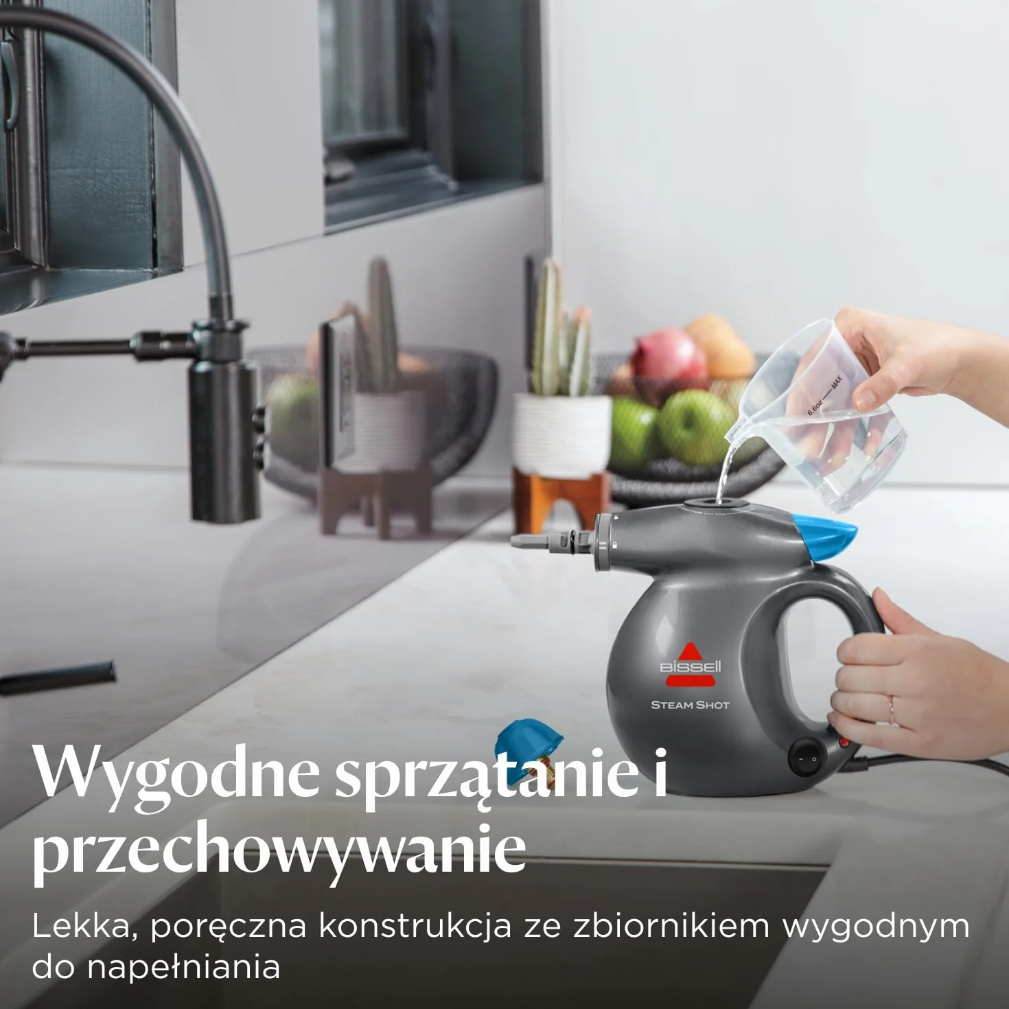 BISSELL Steam Shot, ręczne urządzenie do czyszczenia parą z 10 akcesoriami, wielofunkcyjne, przenośne urządzenie do czyszczenia parą, do blatów, płytek, fug, kuchni, łazienki, okien, 4267N