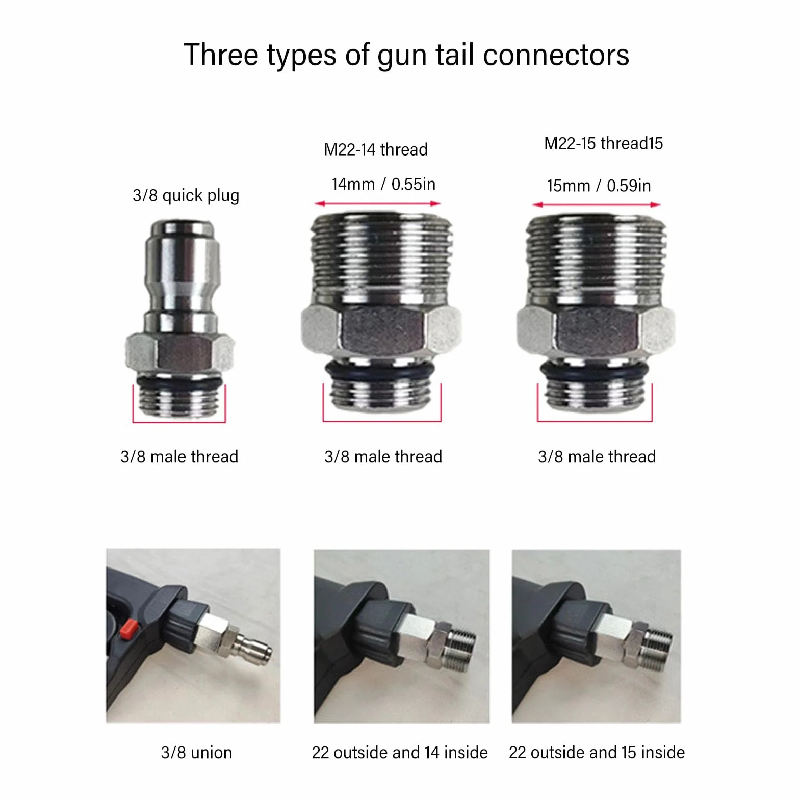 Pistolet do Myjki Ciśnieniowej, Wysokociśnieniowy Pistolet Natryskowy 5000 PSI 10,5 GPM z Szybkozłączem 1/4 Cala, Szybkozłączem 3/8 Cala, Złączki M22 14 Mm 15 Mm, do Mycia