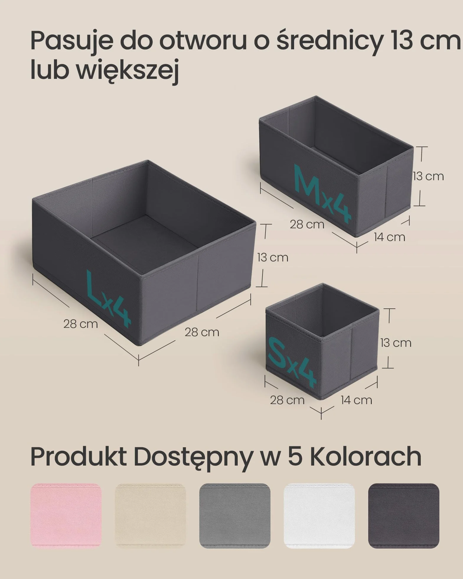 SONGMICS Pudełko do przechowywania szuflady, zestaw 6 sztuk, organizer do bielizny, organizer z szufladami, składane pudełko z materiału na skarpety, bieliznę, biustonosz, krawaty i szaliki, szary