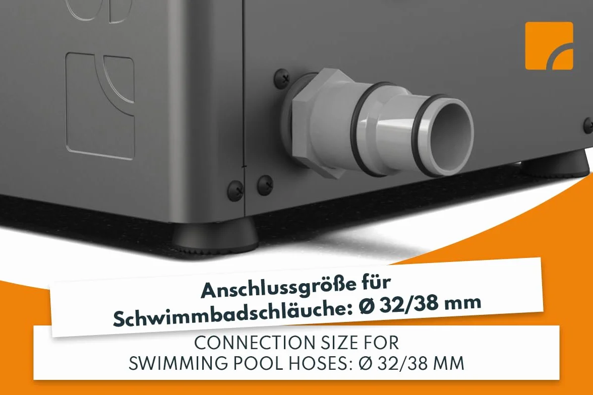 STEINBACH Pompa ciepła Solid 4,3 – 049400Y – energooszczędna pompa ciepła do basenów do 20 000 l – ze sterowaniem za pomocą aplikacji, nadaje się do słonej wody, wyjątkowo cicha praca, przewodowa