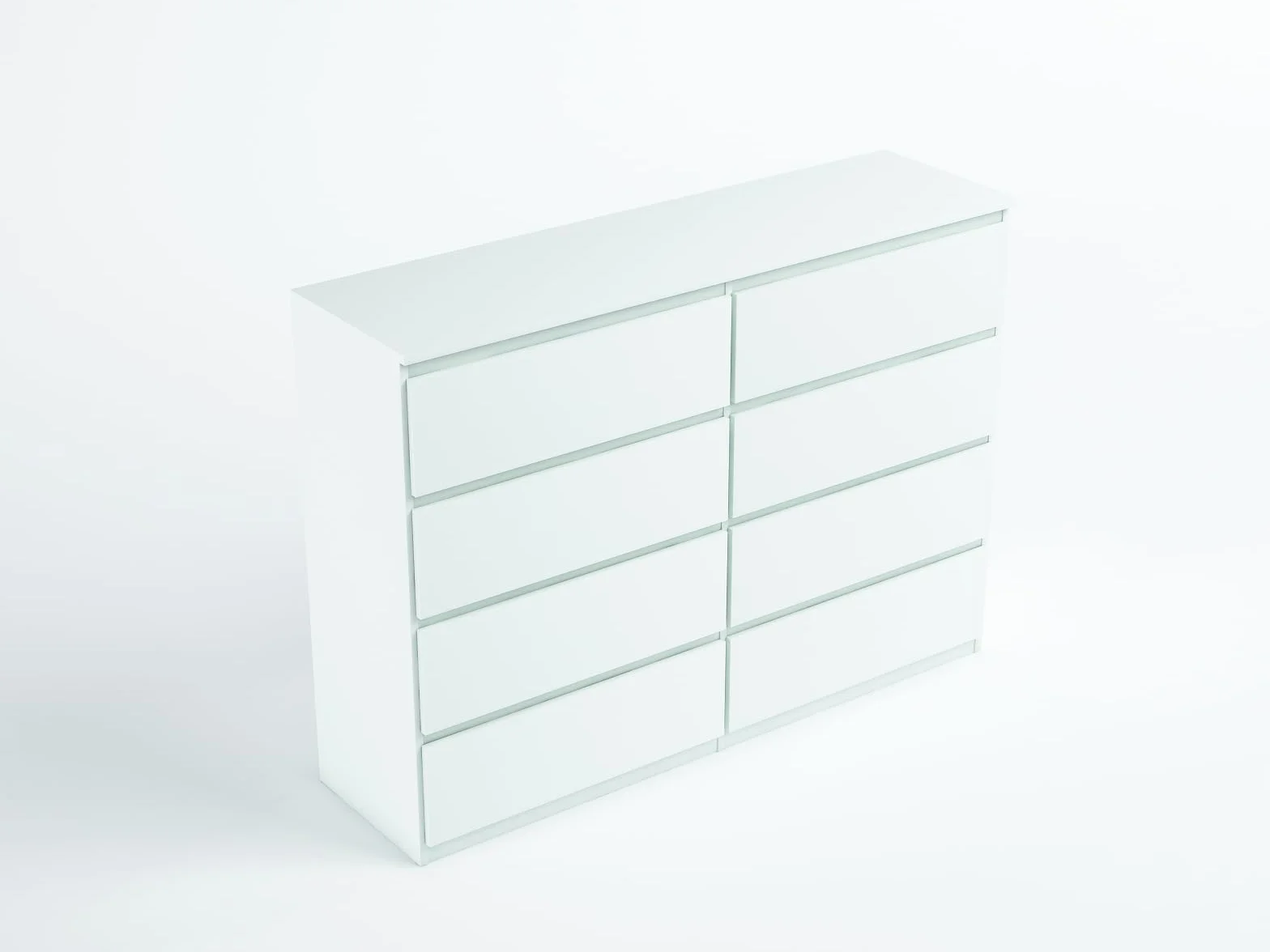meble masztalerz Komoda Biała Mat z 8 szufladami - 138,5x101,5x39 cm - Komoda do salonu, sypialni - Szafka z szufladami - Komoda z szufladami