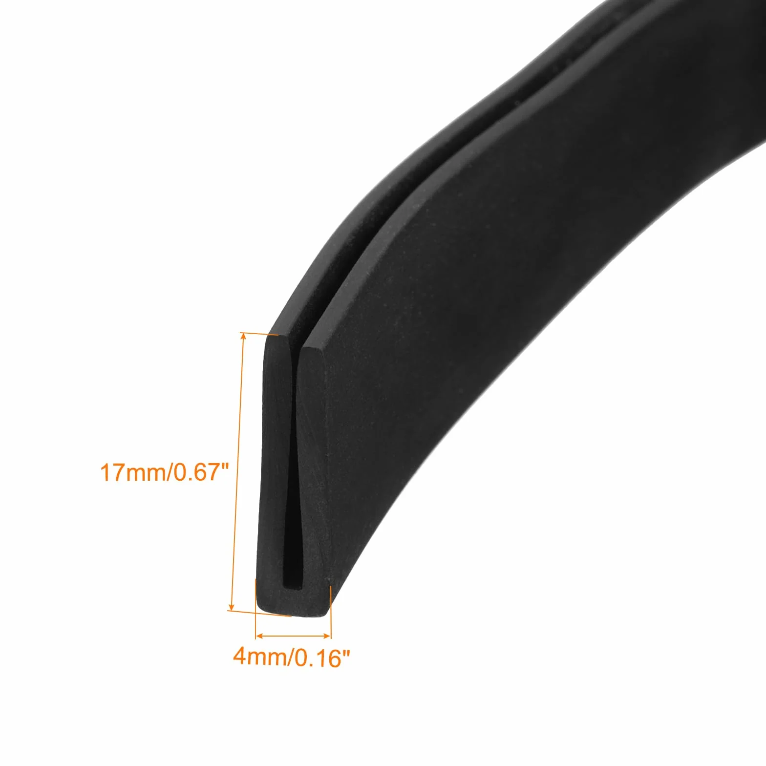 QUARKZMAN Profil ochronny w kształcie litery U, długi gumowy pasek uszczelniający ochraniacz krawędzi 3,3 stopy do krawędzi 0,5-1 mm, (5/32" szer. x 43/64" wys.) czarny