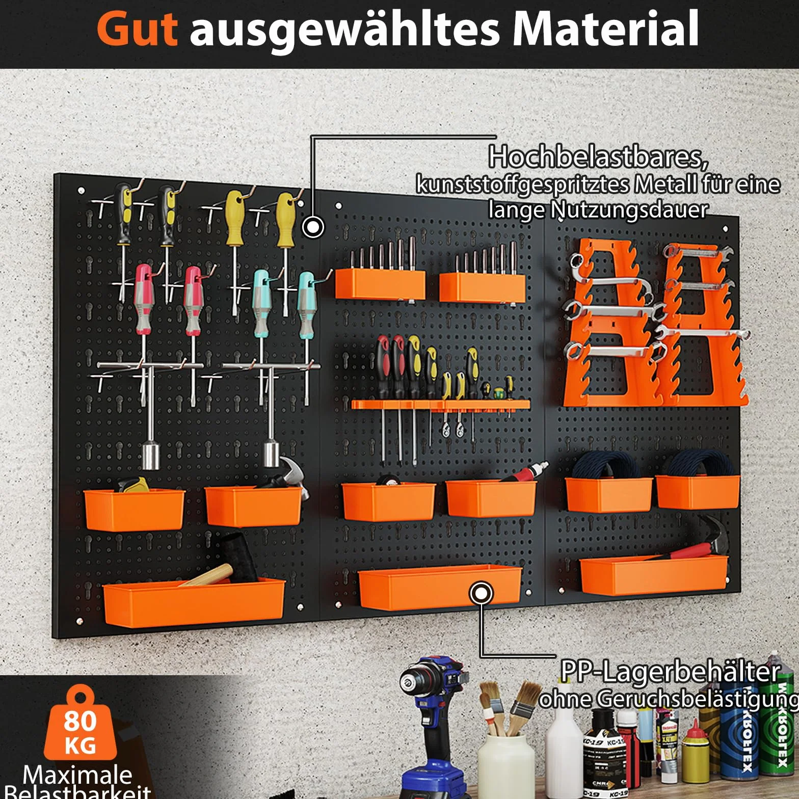 COSTWAY Ścianka narzędziowa 120 x 60 x 2 cm, perforowana ścianka warsztatowa z 9 szufladami do przechowywania, uchwytami na narzędzia i haczykami, metalowa ścianka narzędziowa z akcesoriami, garaż