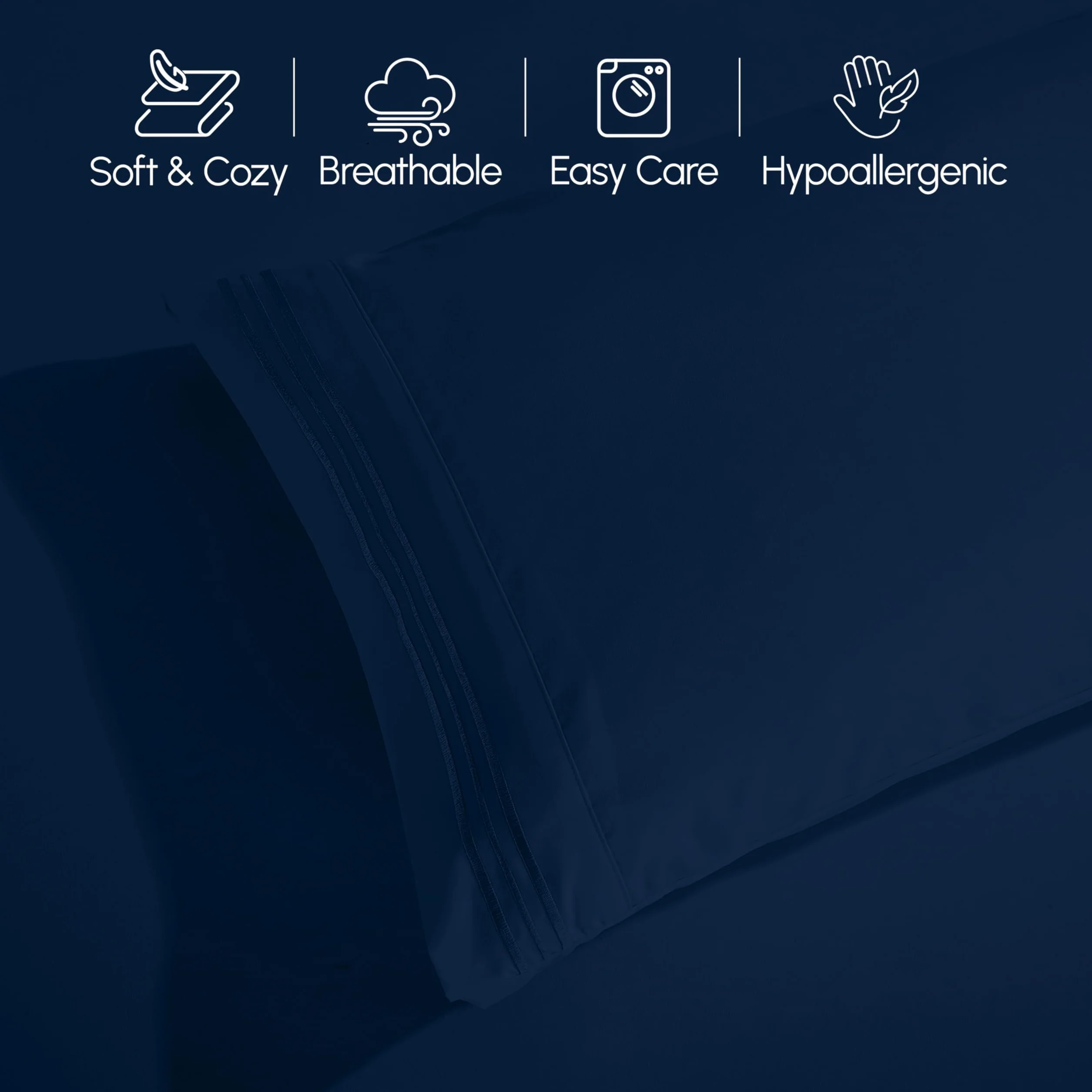 Elegant Comfort Luxurious 1500 Premium Hotel Quality Microfiber 4-Piece Bed Sheet Set, King, Navy Blue