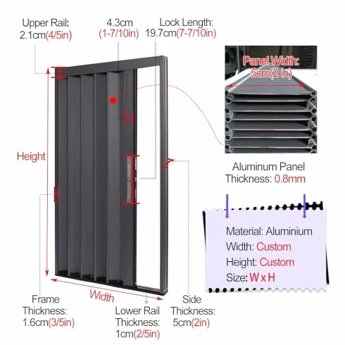Kuchnia łazienka harmonijkowe drzwi harmonijkowe o wysokości 203 cm, podwójne drzwi składane, wewnętrzne aluminium, chowane duże drzwi przesuwne do stodoły z zamkiem i kluczem, oszczędność miejsca