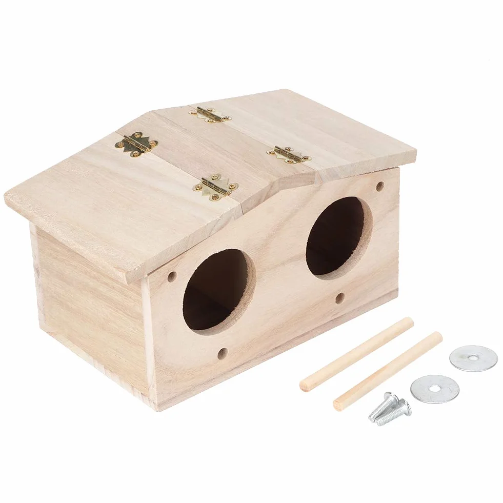 Drewniany Domek dla Ptaków 9,1 x 5,1 x 4,9 Cala, Budka dla Zwierząt, Klatka Schronienia, Akcesoria dla Papug i Jaskółek