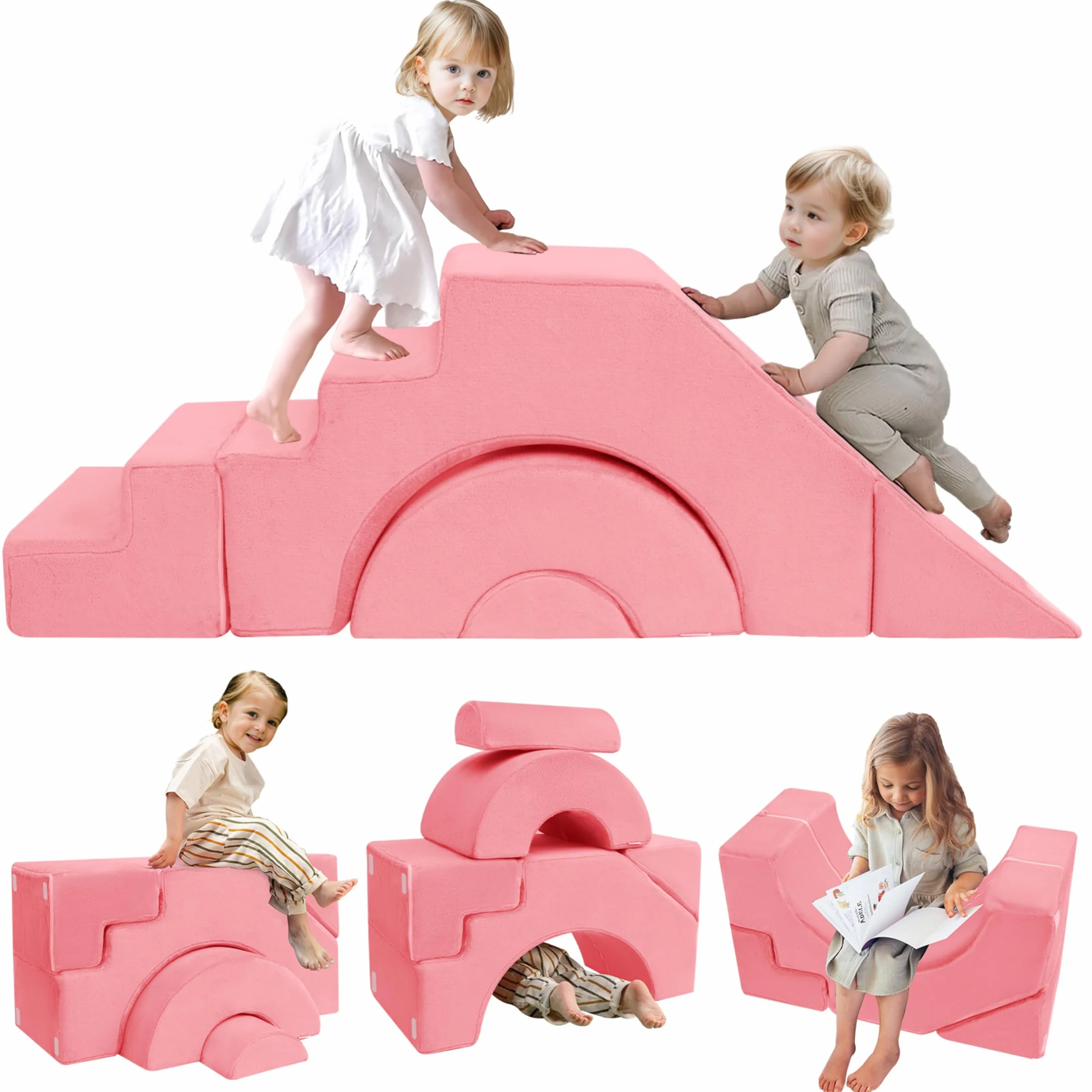 MeMoreCool Sofa dziecięca do zabawy, modułowa pianka z klocków, sofa do spania dla niemowląt, miękkie klocki do pokoju dziecięcego lub pokoju zabaw, mini sofa ze