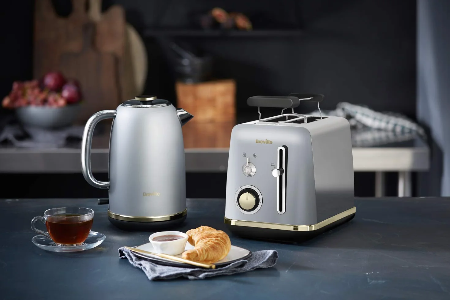 Breville Toster 2 kromki nasadka bułki Mostra srebro księżycowe złote akcenty