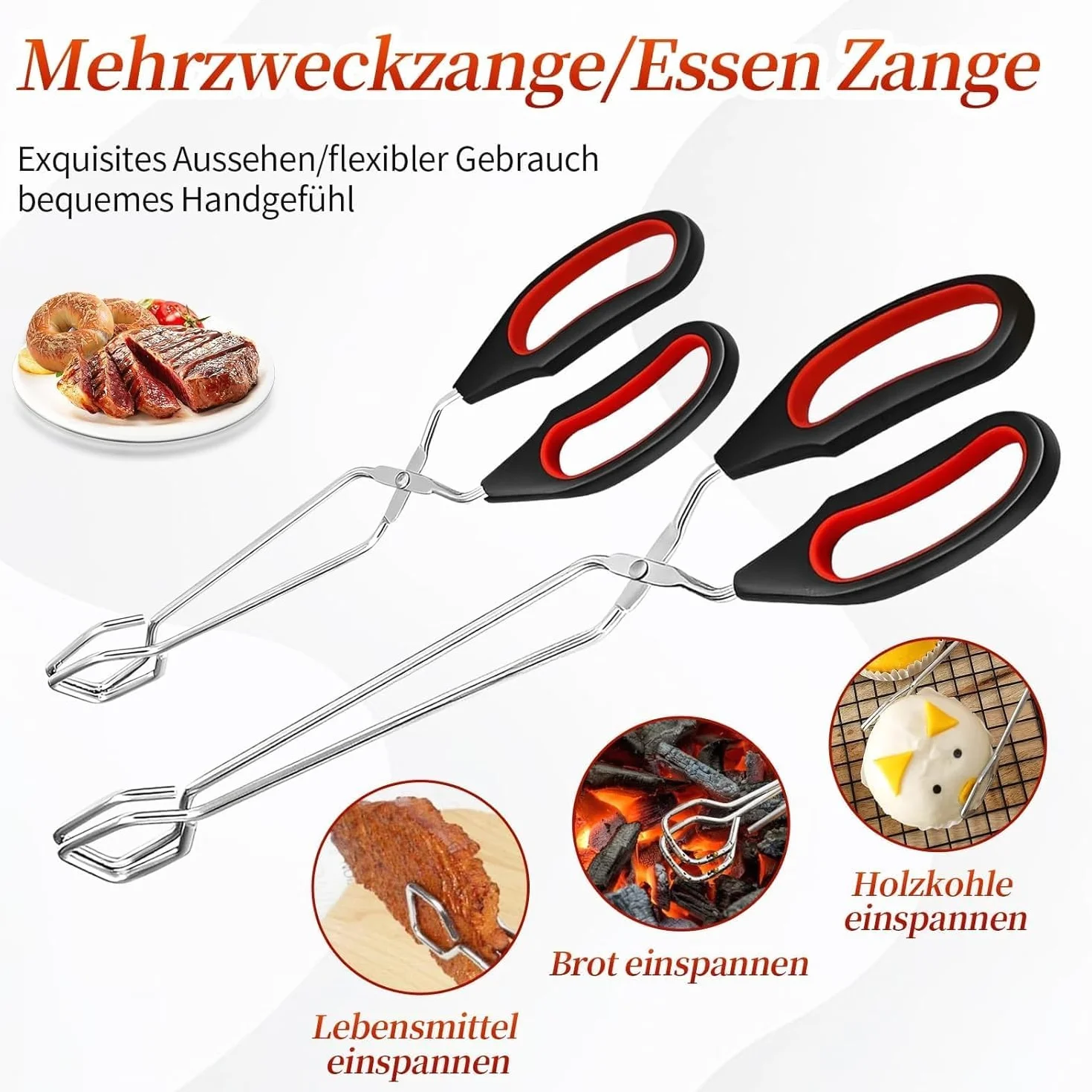 2 x szczypce do nożyczek ze stali nierdzewnej z uchwytami do grilla