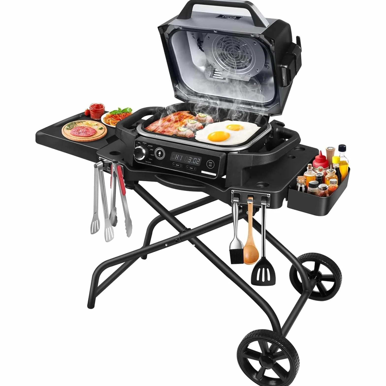 GFTIME Stojak do grilla Ninja Woodfire, składany wózek do grilla Ninja OG701, Traeger Ranger, do Pit Boss, Blackstone Griddle