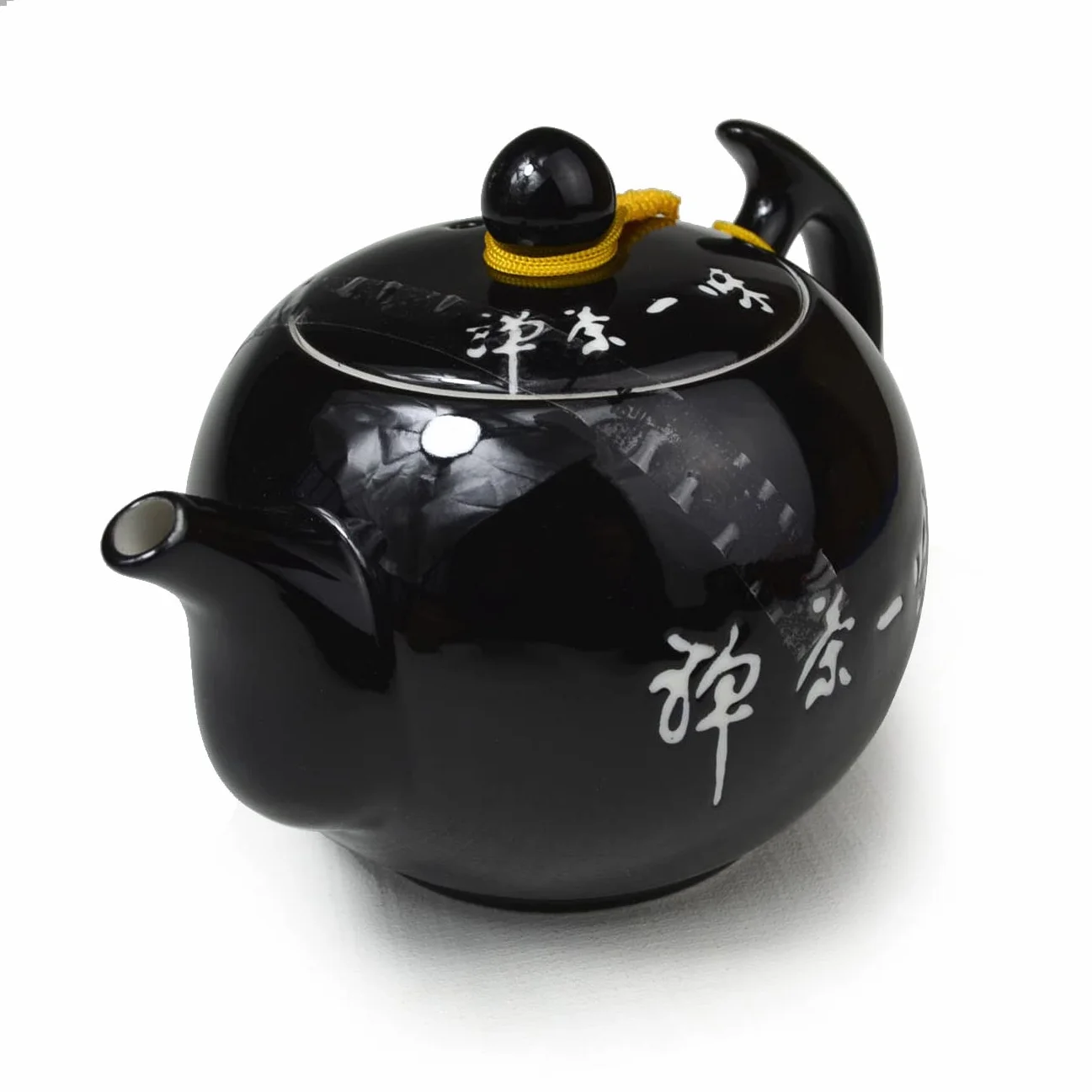 Porcelanowy czajniczek, 300 ml Mały Czajnik Xishi Chiński Zestaw do herbaty Gongfu Ceramiczny Dzbanek Czarny (Czajnik)