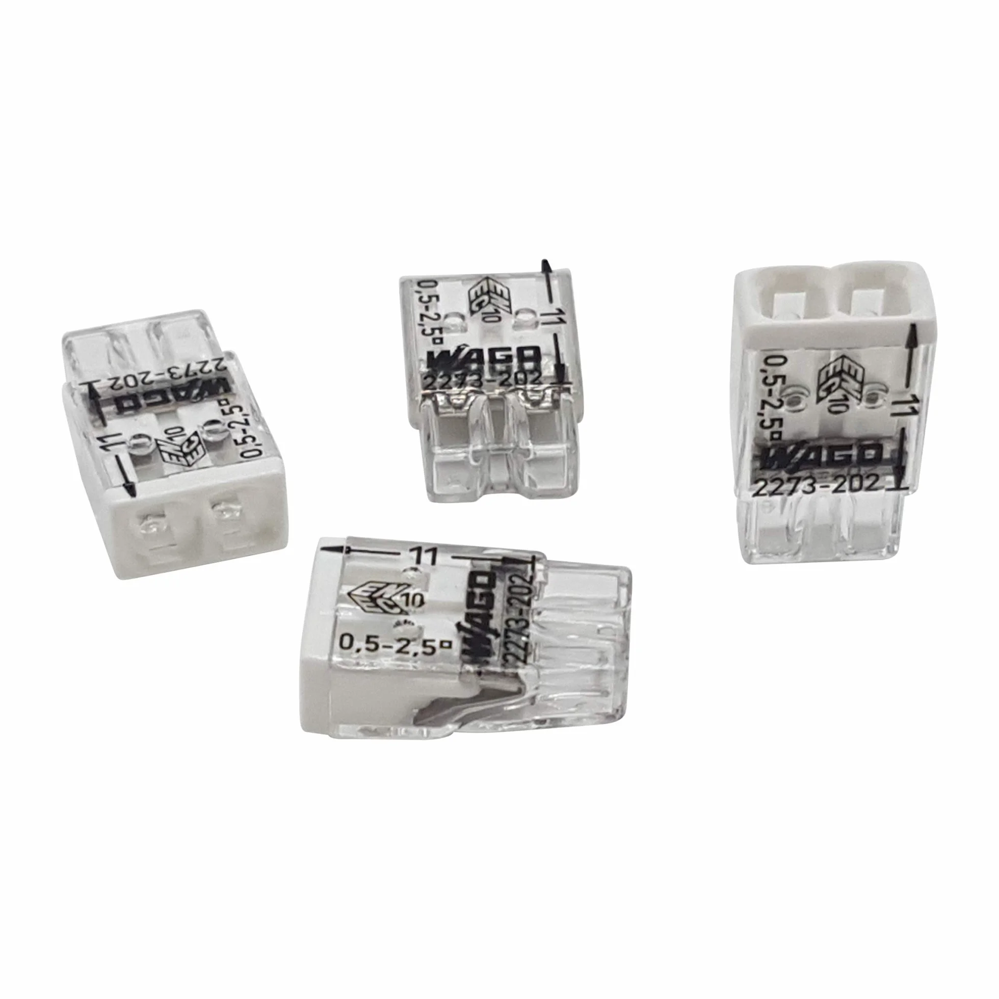 Wago 2273-202 COMPACT zaciski przyłączeniowe Ø 0,5-2,5 mm², 2-biegunowe, przezroczyste/białe, 10 szt.
