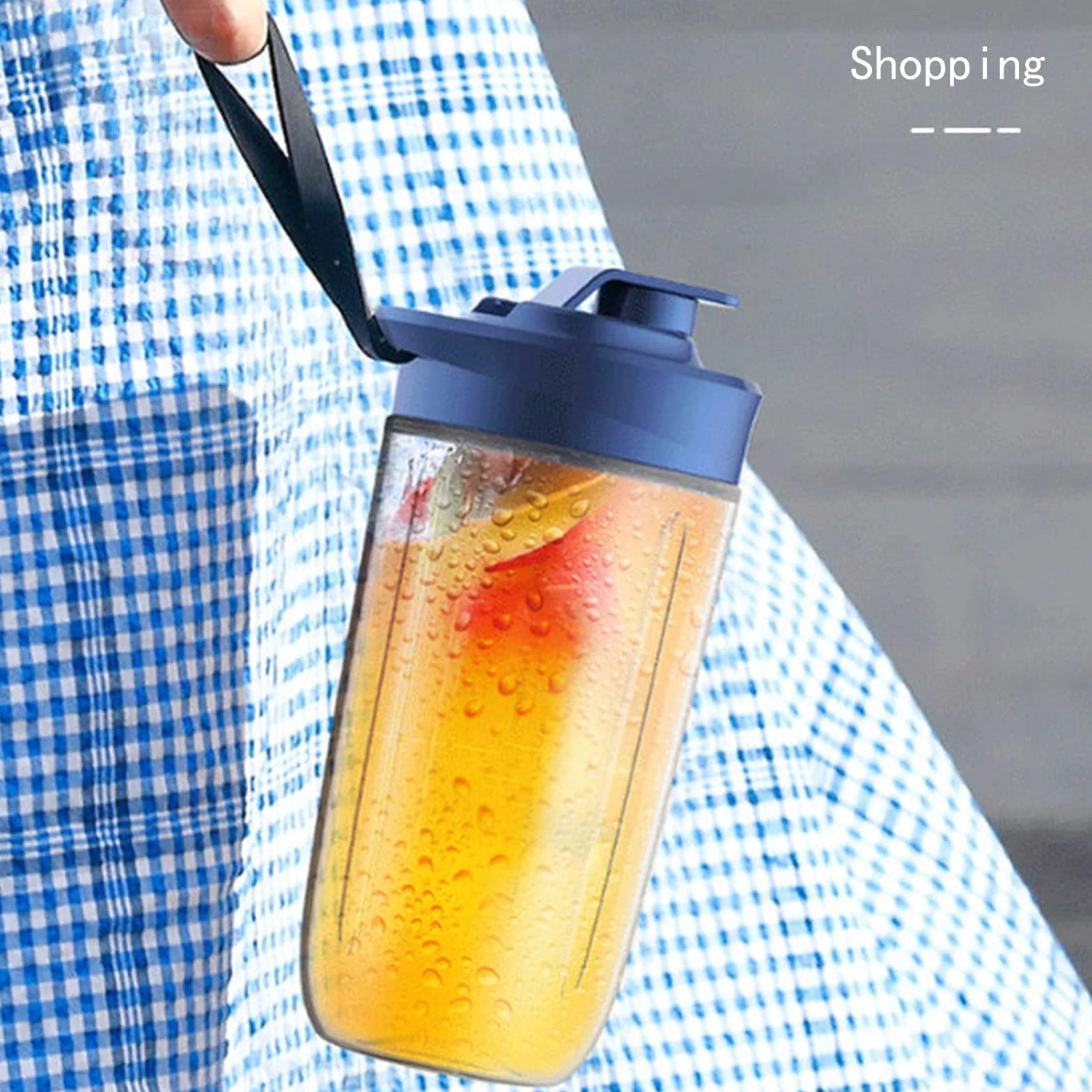 Stock Lider - przenośny mikser do smoothie lub smoothie, osobisty mikser, przenośny blender, bezprzewodowy blender do owoców, do ładowania USB, na kemping, do fitnessu. (niebieski)