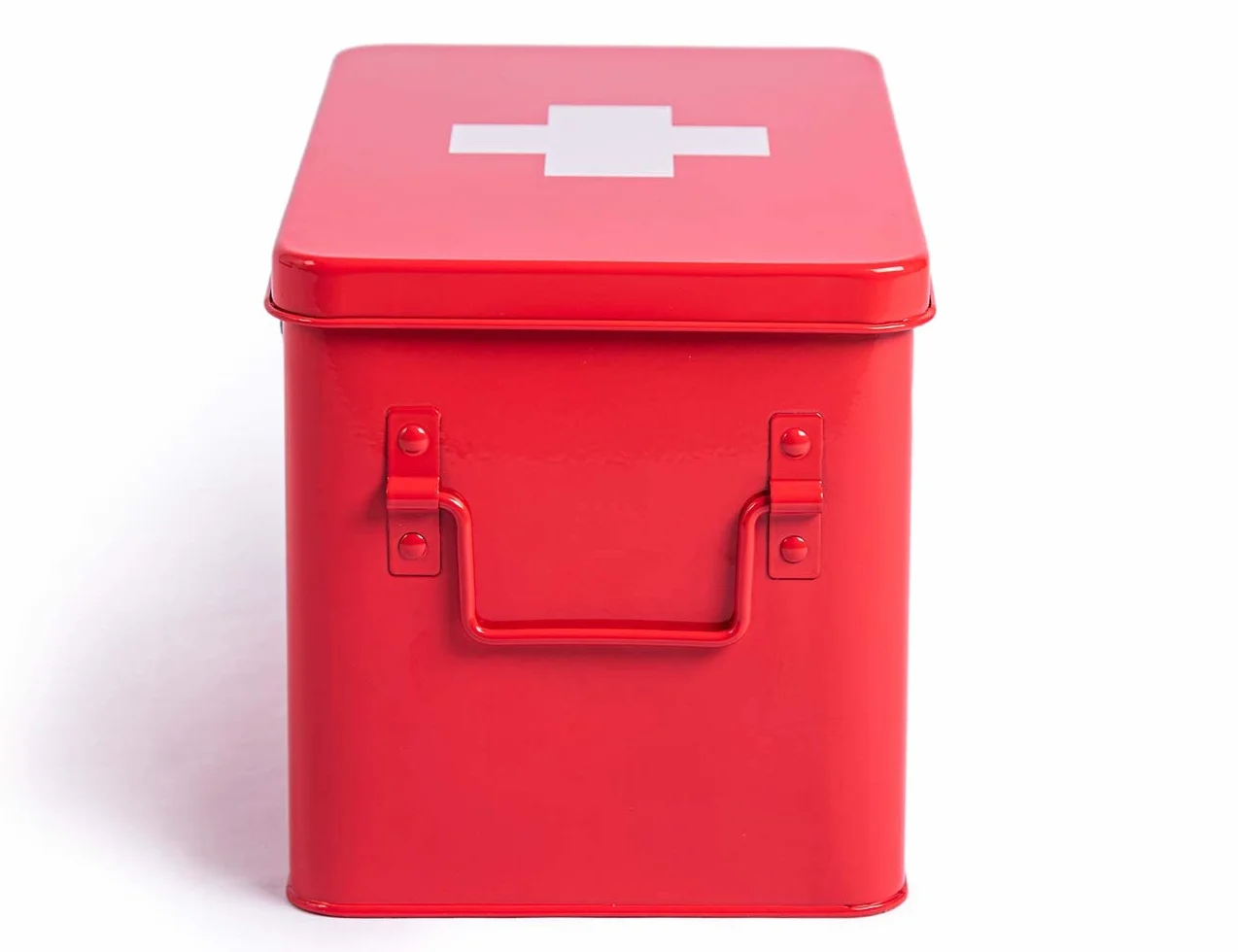 Theo&Cleo Medizin Box Metall, Erste Hilfe Kasten Koffer Schrank, Arzneischrank Medizinkoffer Retro, Medizinschränke Groß XXL, 32 * 19 * 20 cm Rot