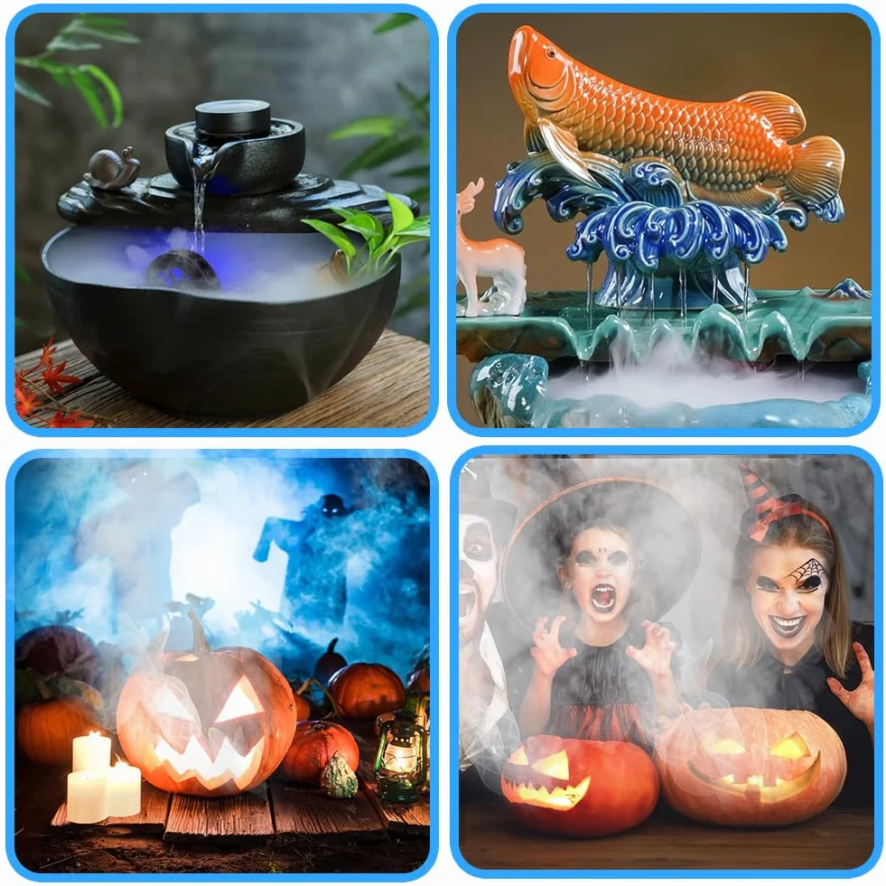 Joycabin Ultradźwiękowy nebulizator, mini maszyna do wytwarzania mgły, 12 diod LED, do wytwarzania mgły, mgły wodnej, nawilżacz powietrza na Halloween, fontanna, fontanna wodna, krajobraz doniczkowy,
