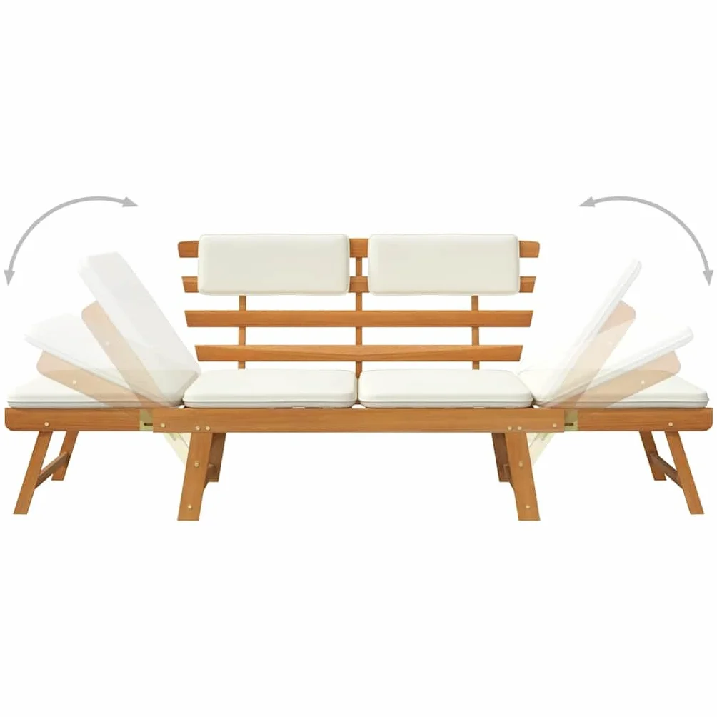 vidaXL Ławka ogrodowa z poduszkami, 2w1, 190 cm, lite drewno akacjowe