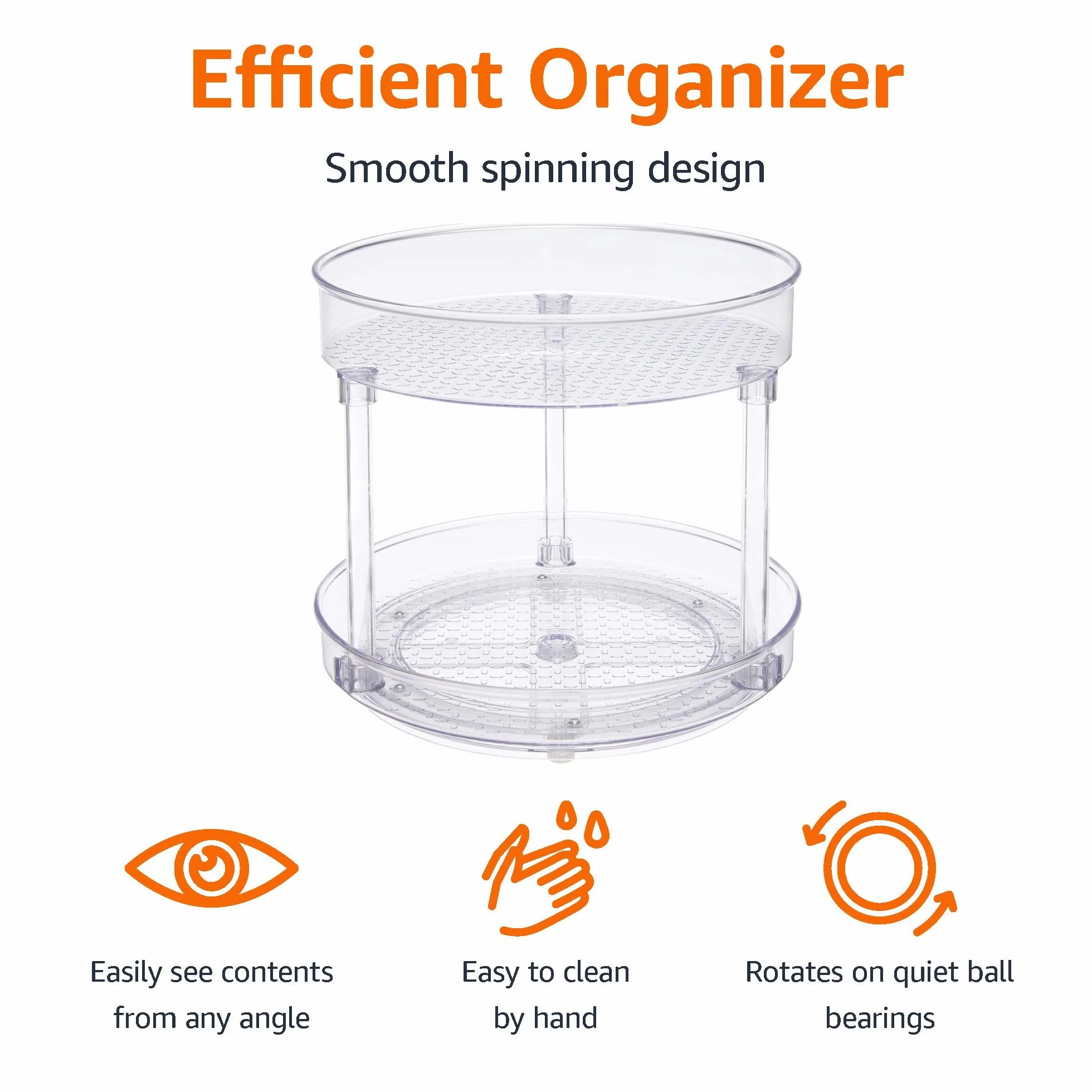 Amazon Basics obrotowa półka 2-poziomowy organizer przezroczysty 22,9 cm