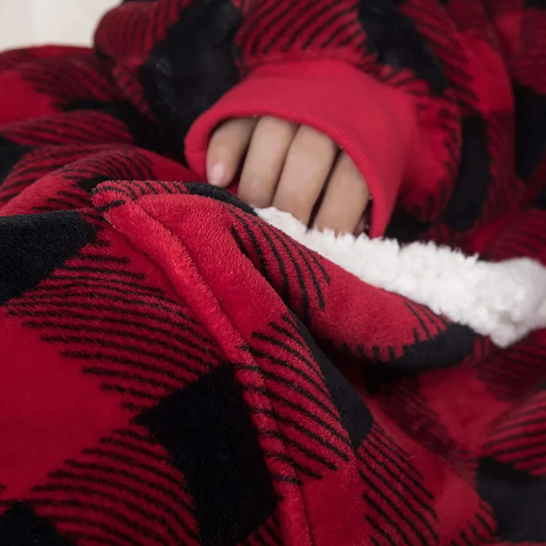 sherpa bluza z kapturem, oversize, oryginalna, super miękka, przytulna, ciepła, ogromna bluza z kapturem, koc z rękawami, sweter bożonarodzeniowy, dla kobiet i mężczyzn, prezent dla kobiet