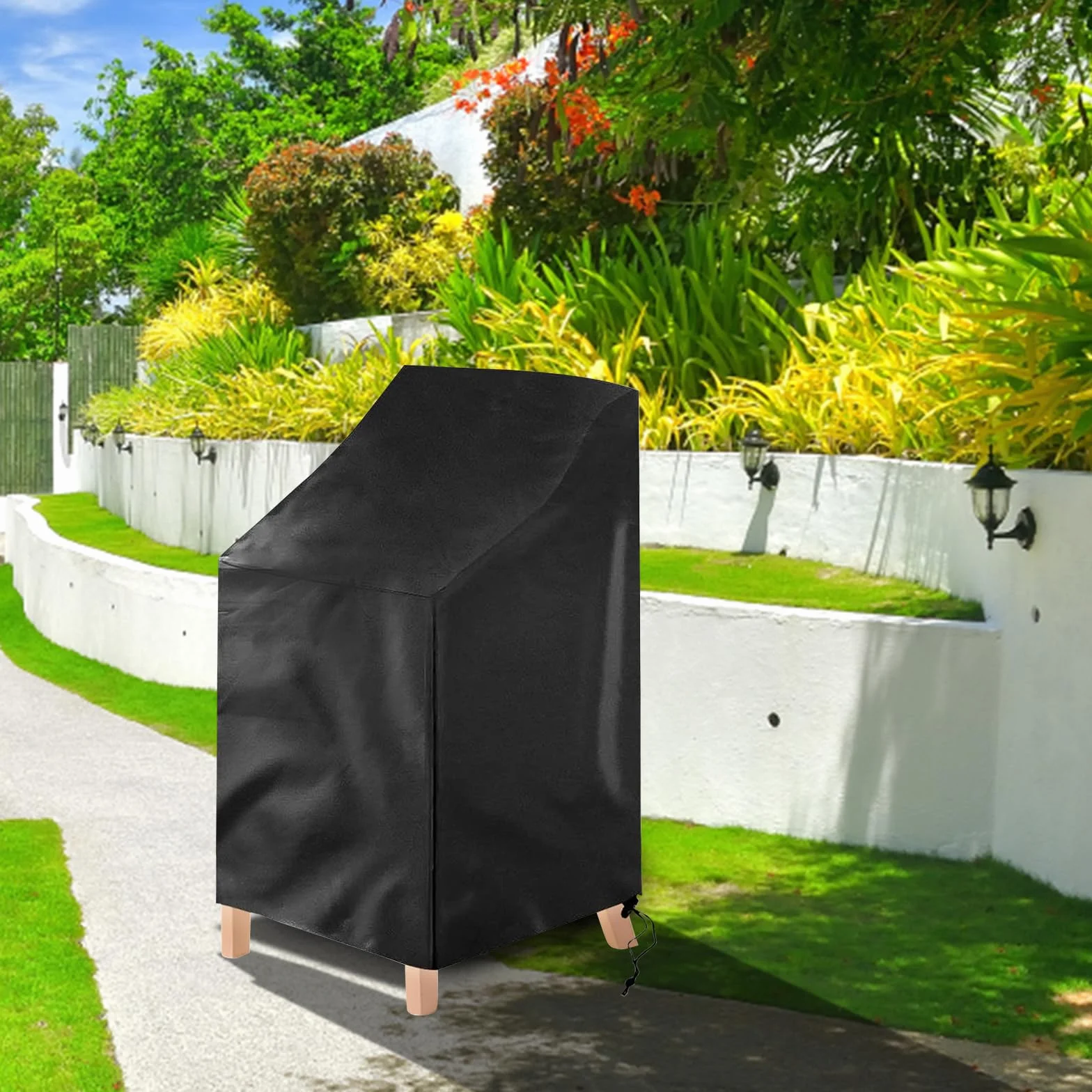 Pokrowiec na krzesła ogrodowe, 65x85x120/85cm pokrowiec ochronny na krzesła układane w stos, odporny na promieniowanie UV, pokrowiec na meble ogrodowe